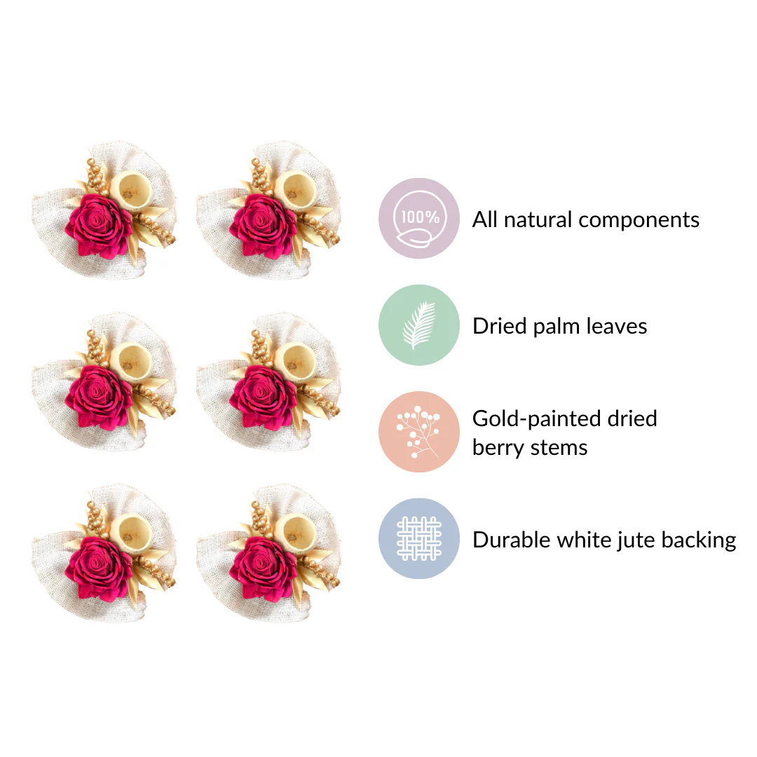 Queen Pink Rose Decorative Flower Set of 6 - Image 6
