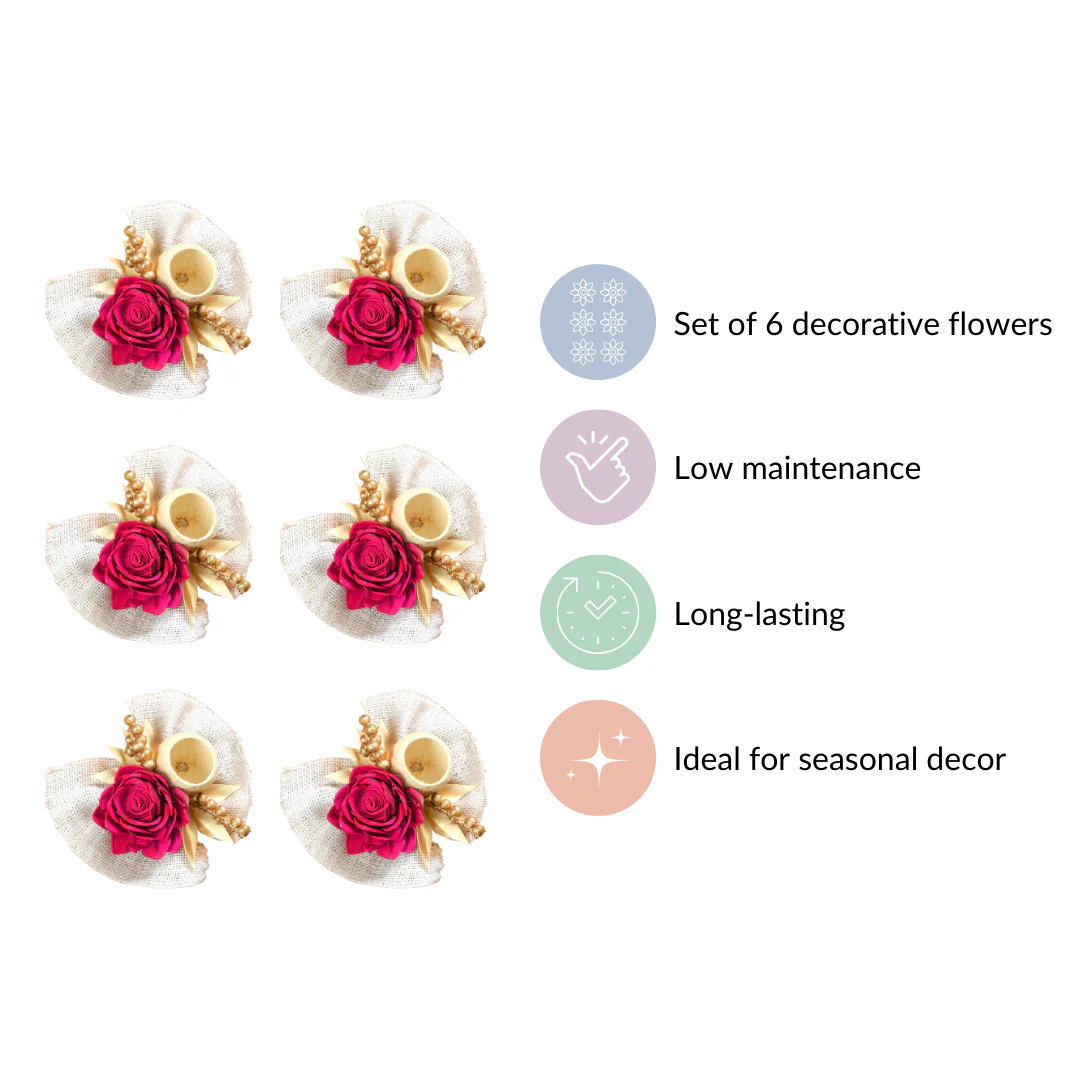 Queen Pink Rose Decorative Flower Set of 6 - Image 7