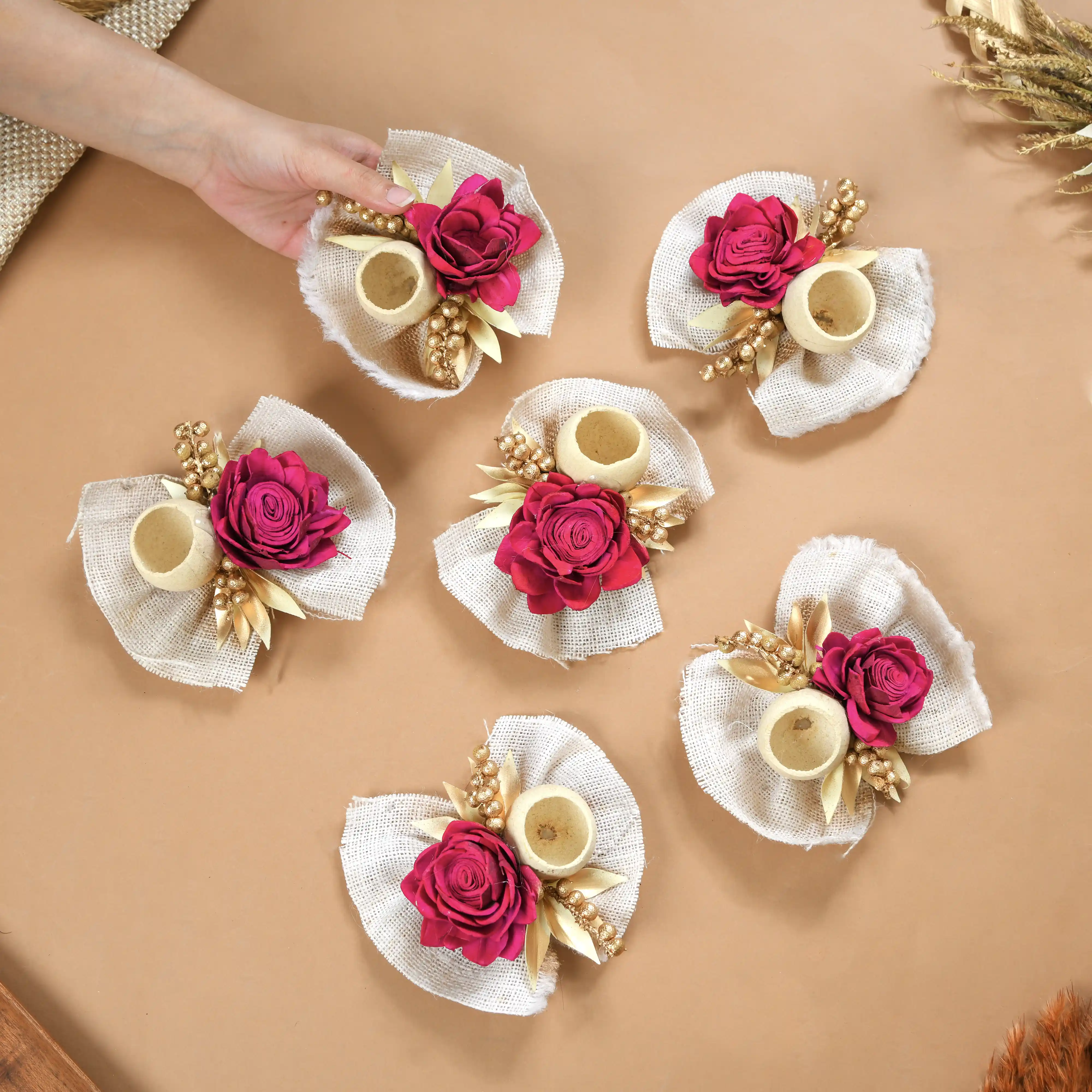 Queen Pink Rose Decorative Flower Set of 6 - Image 9