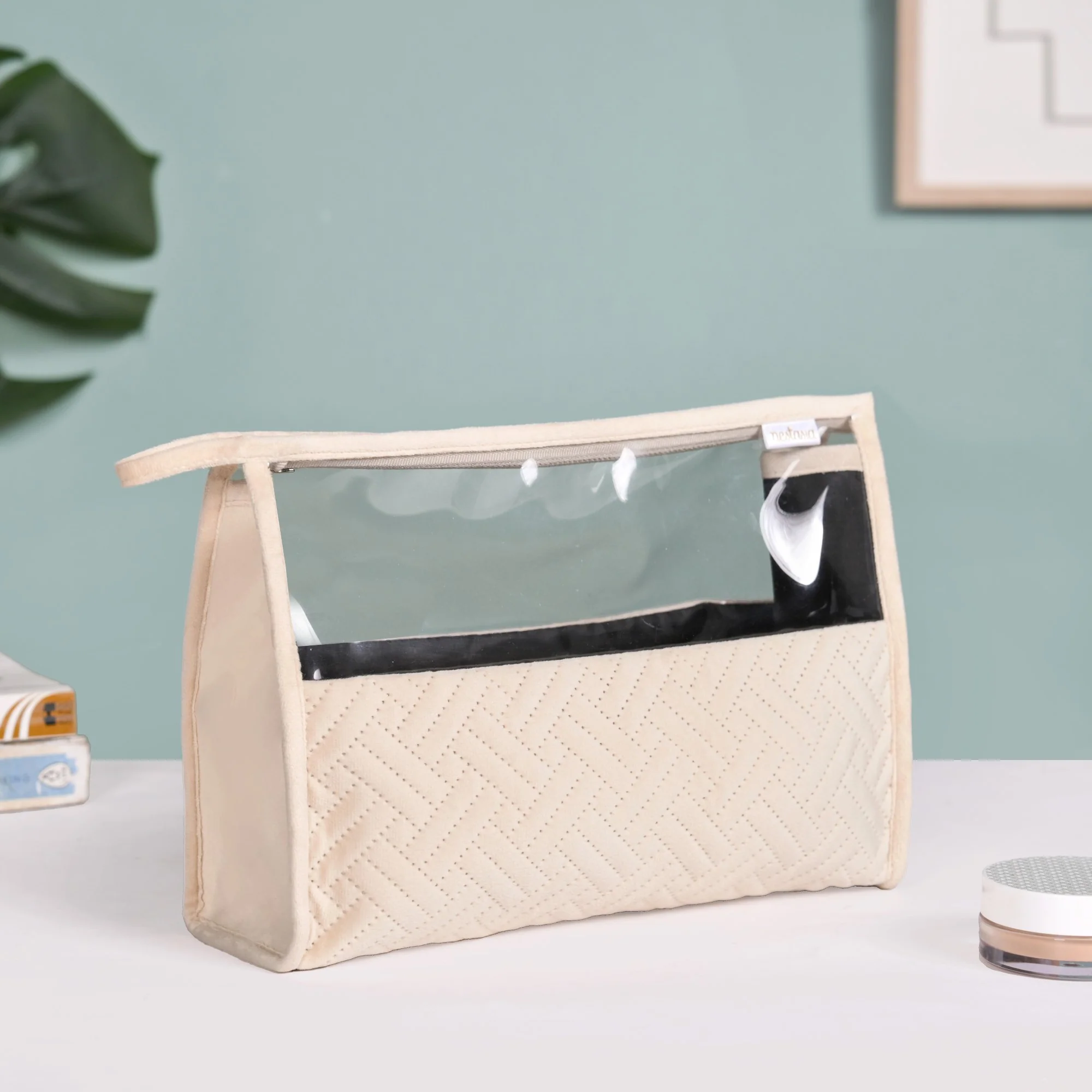 Quilted Cream White Nesting Travel Pouch Set Of 2 - Image 6