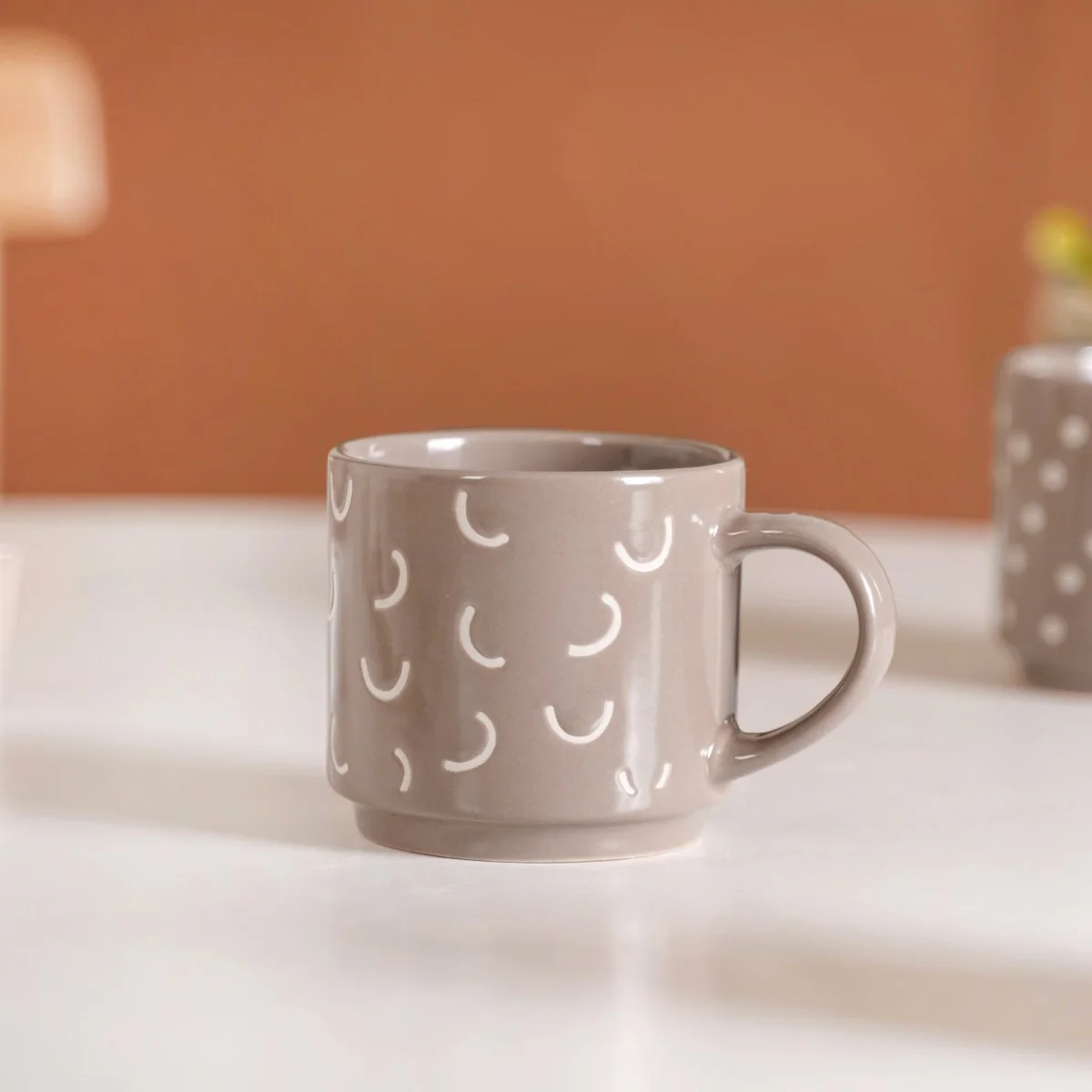 Quirky Beige Stackable Cups Set Of 4 220ml - Image 9