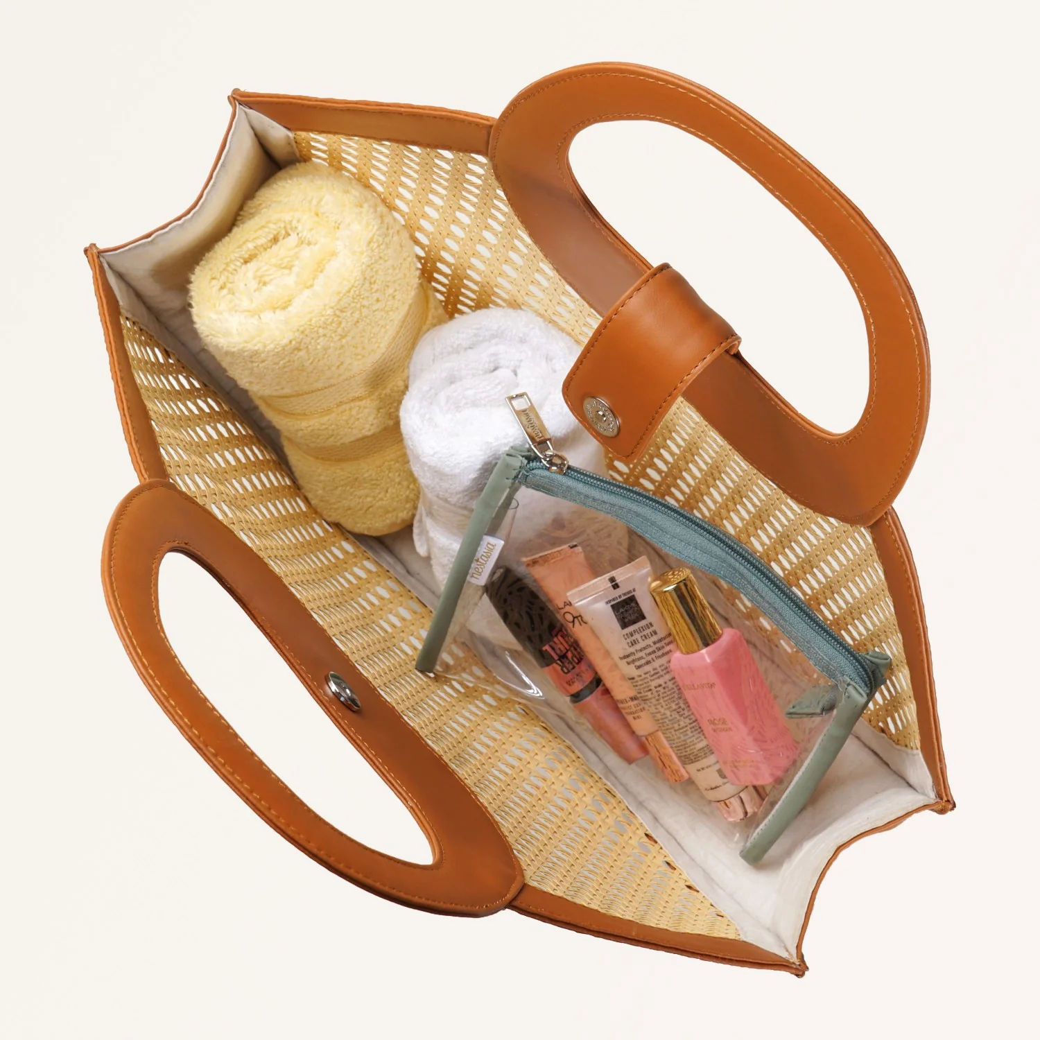 Rattan Tan Basket Tote Bag - Image 8