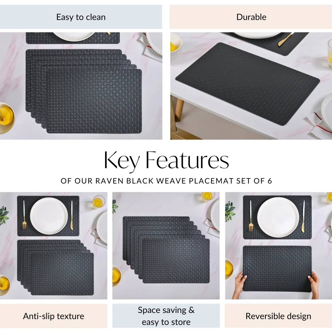 Raven Black Weave Placemat Set Of 6 - Image 5