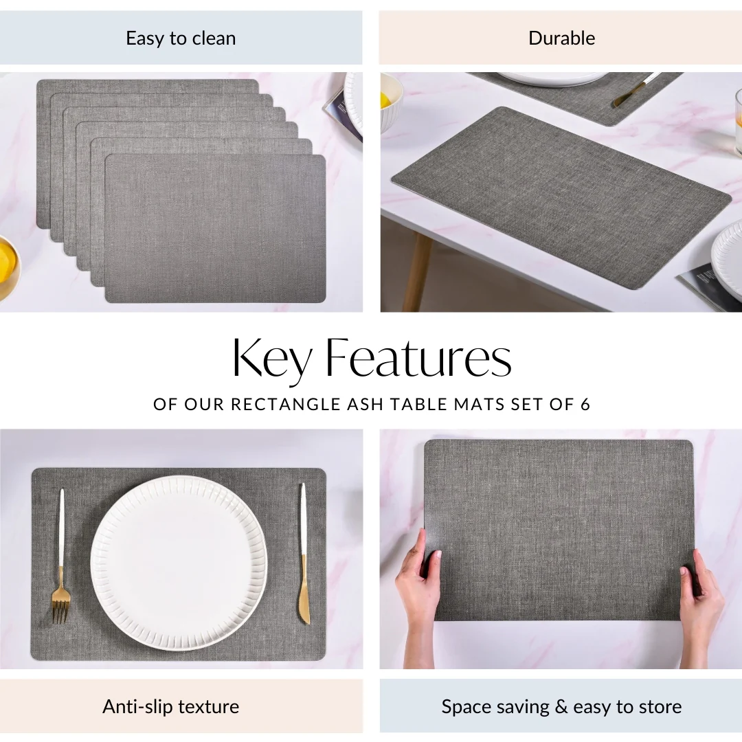 Rectangle Ash Grey Table Mat Set Of 6 - Image 5
