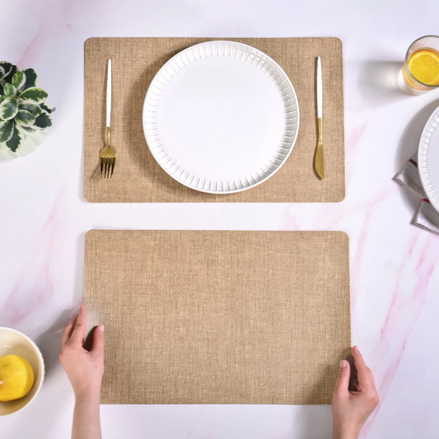 Rectangle Brown Table Mat Set Of 6 - Image 2