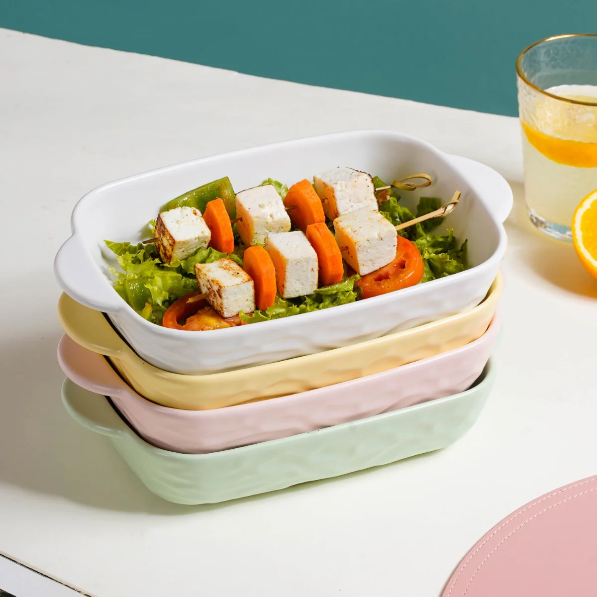 Rectangular Ceramic Baking Dish With Handle White 650 ml - Image 3