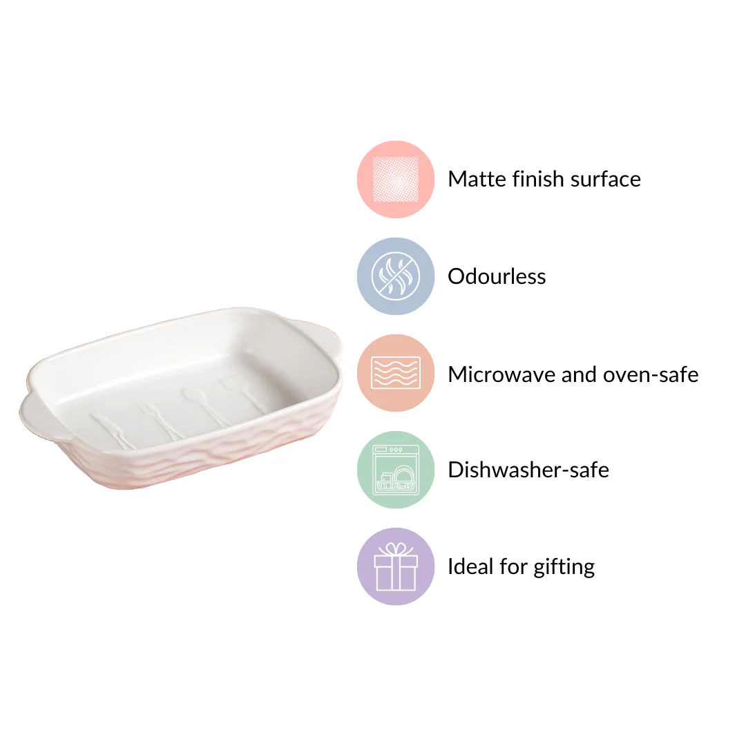 Rectangular Ceramic Baking Dish With Handle White 650 ml - Image 9