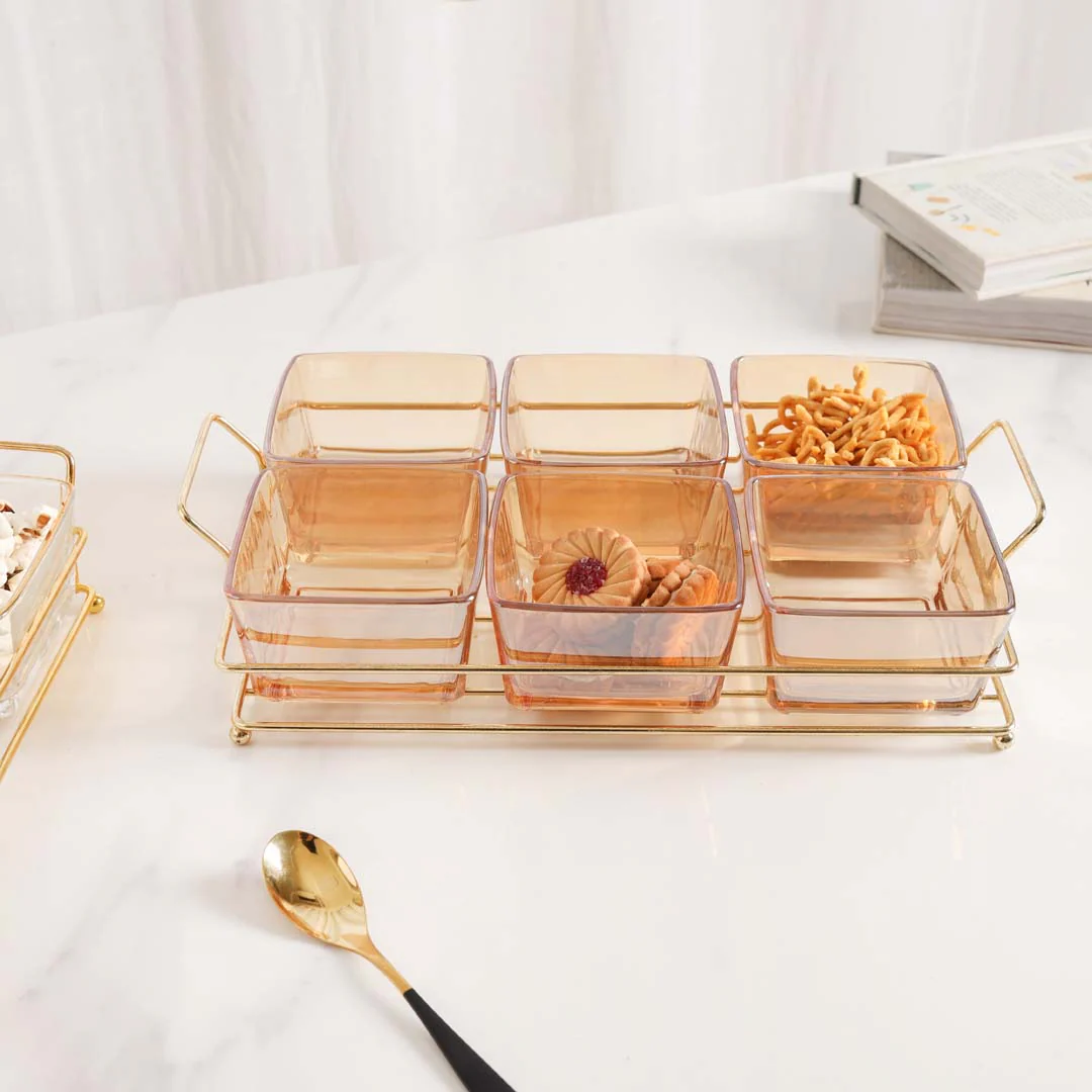 Rectangular Metal Tray with Bowls Set - Image 11