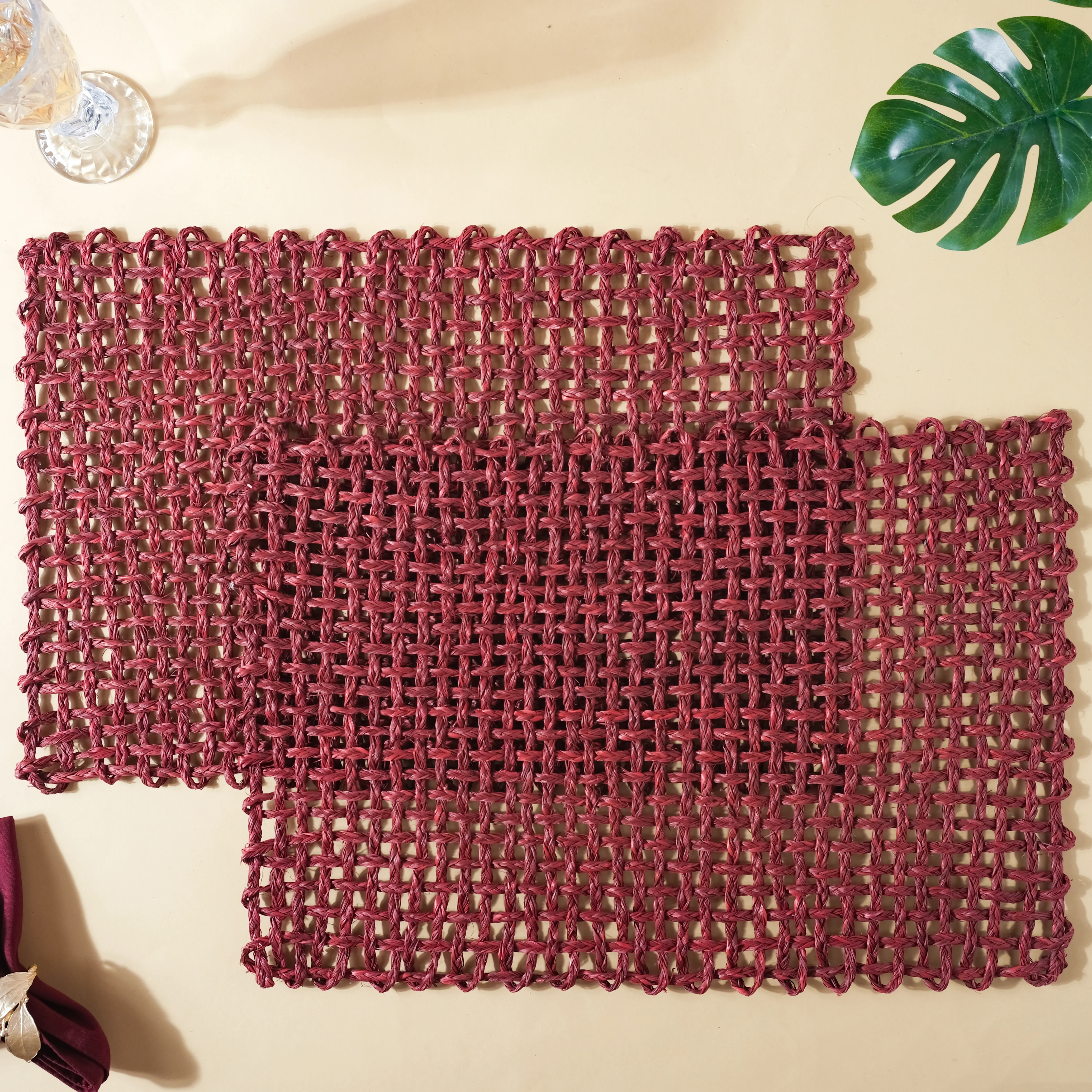 Rectangular Sabai Mat Red - Image 3