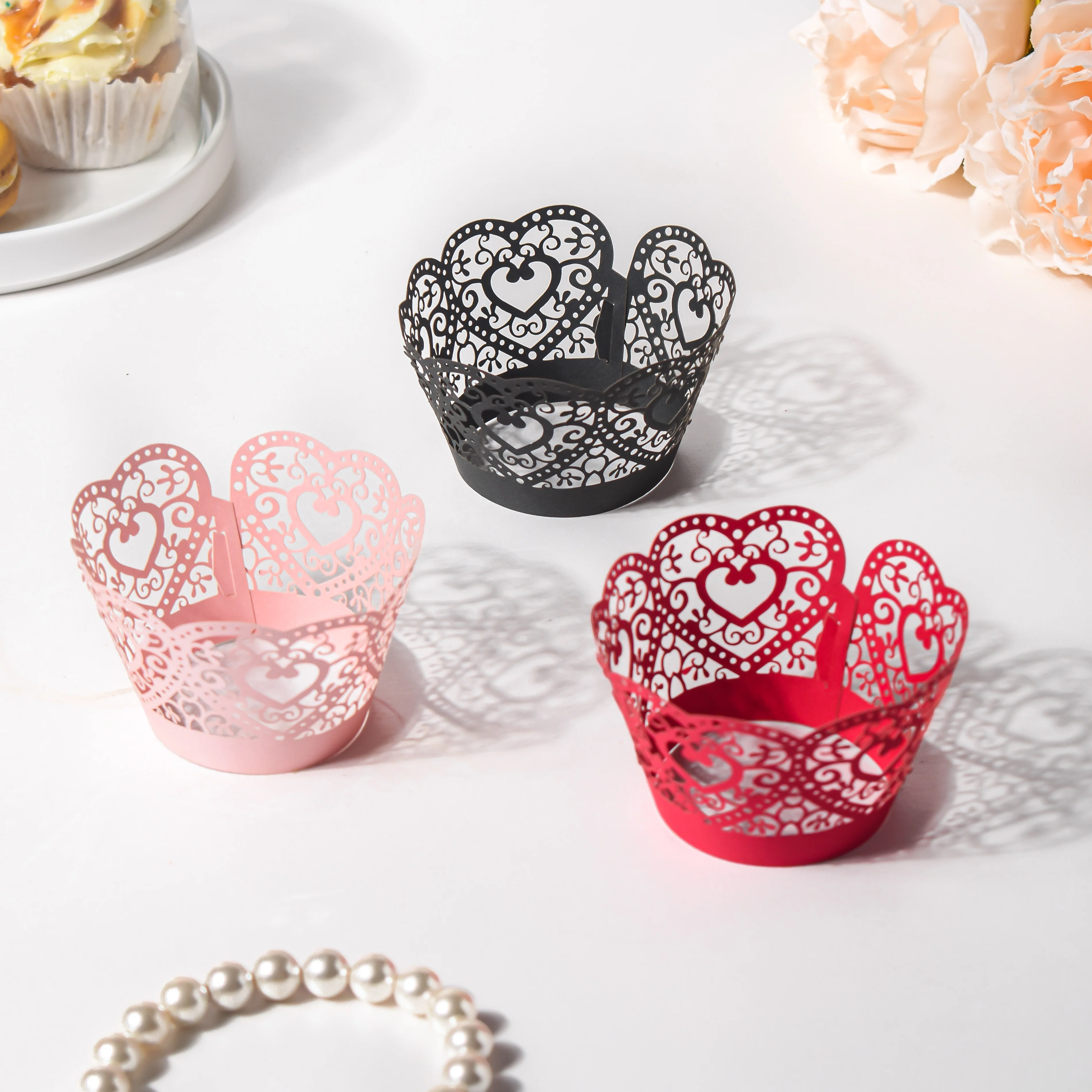 Red Heart Lace Cupcake Wrapper Set Of 20 - Image 6