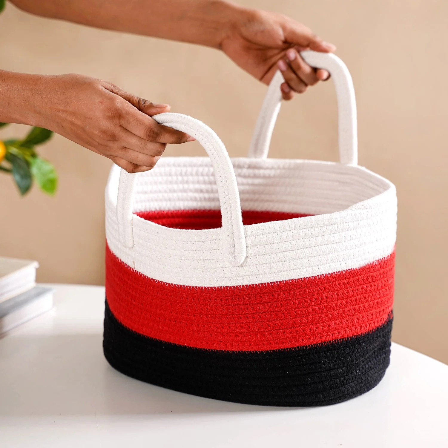 Red Storage Basket With Handles 20cm - Image 2