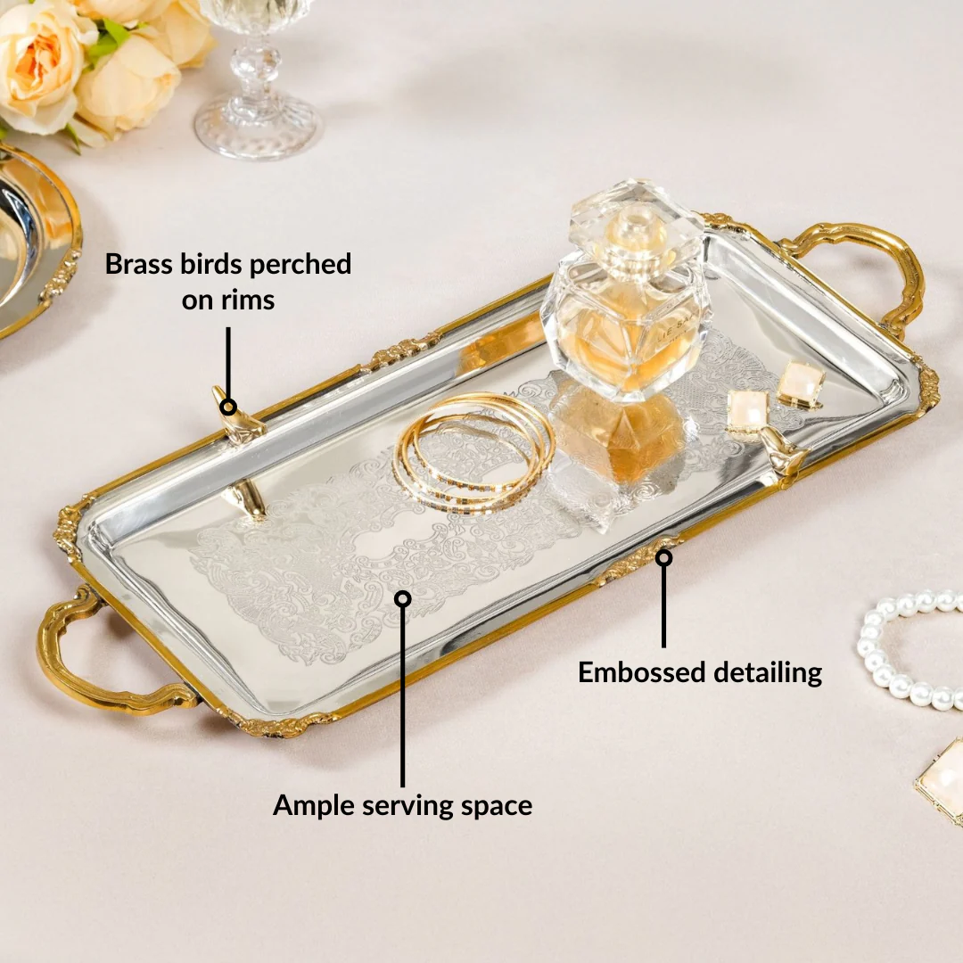 Regal Bird Brass And Stainless Steel Serving Tray - Image 4