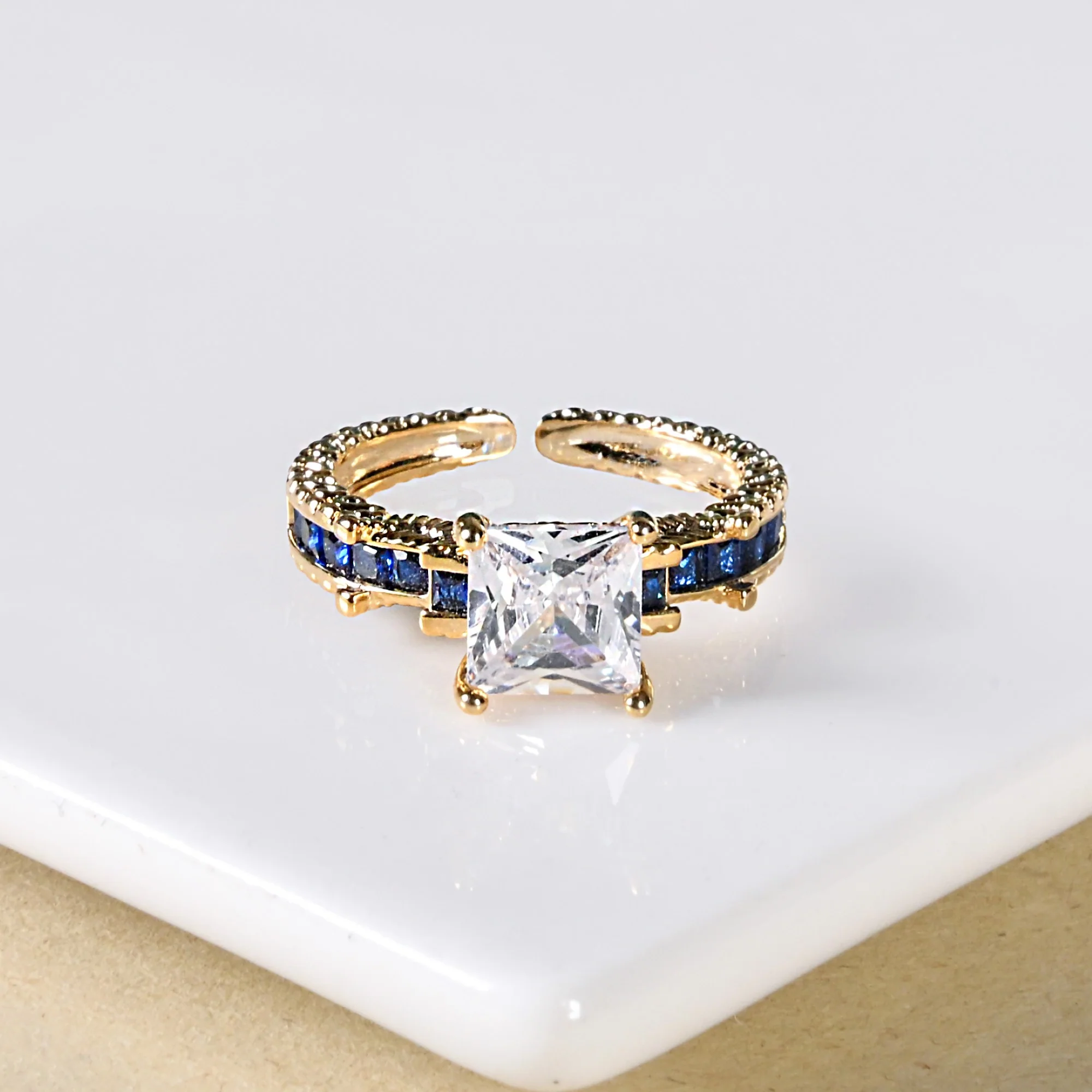 Regal Glow Princess Cut Solitaire Gold Ring - Image 5