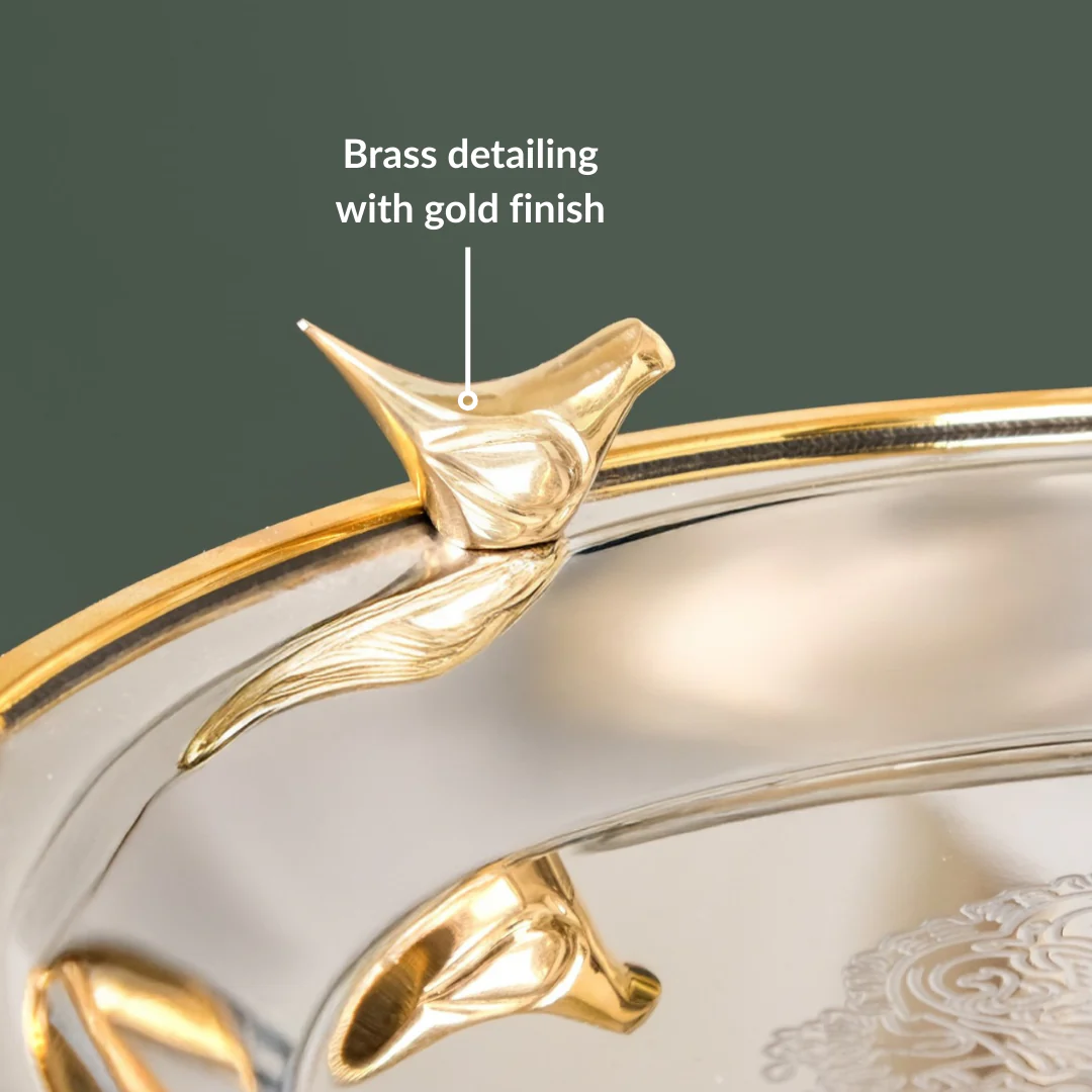 Regal Two Tier Brass And Stainless Steel Bird Cupcake Stand - Image 6