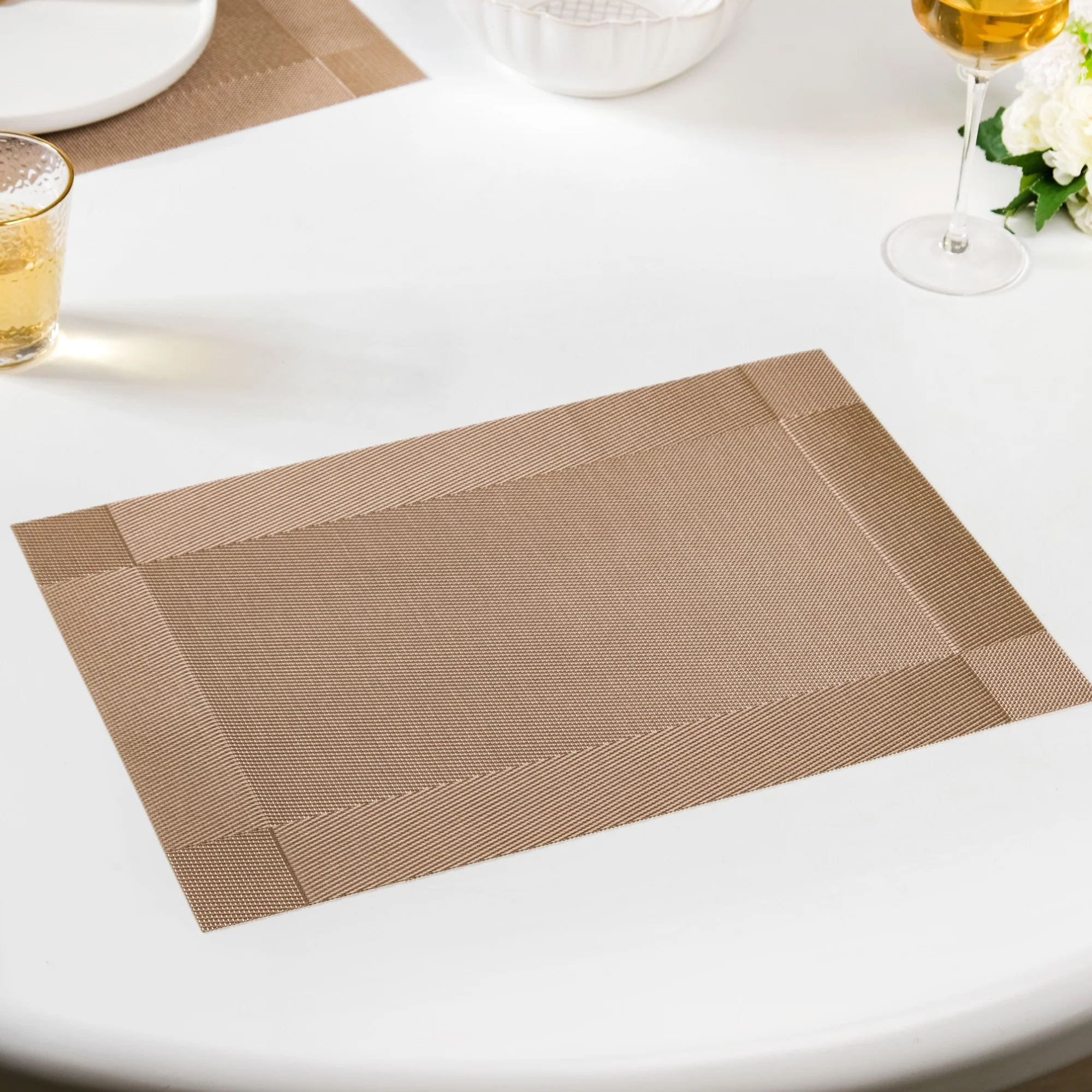 Reversible PVC Dining Table Mat Bronze Set Of 6 - Image 3