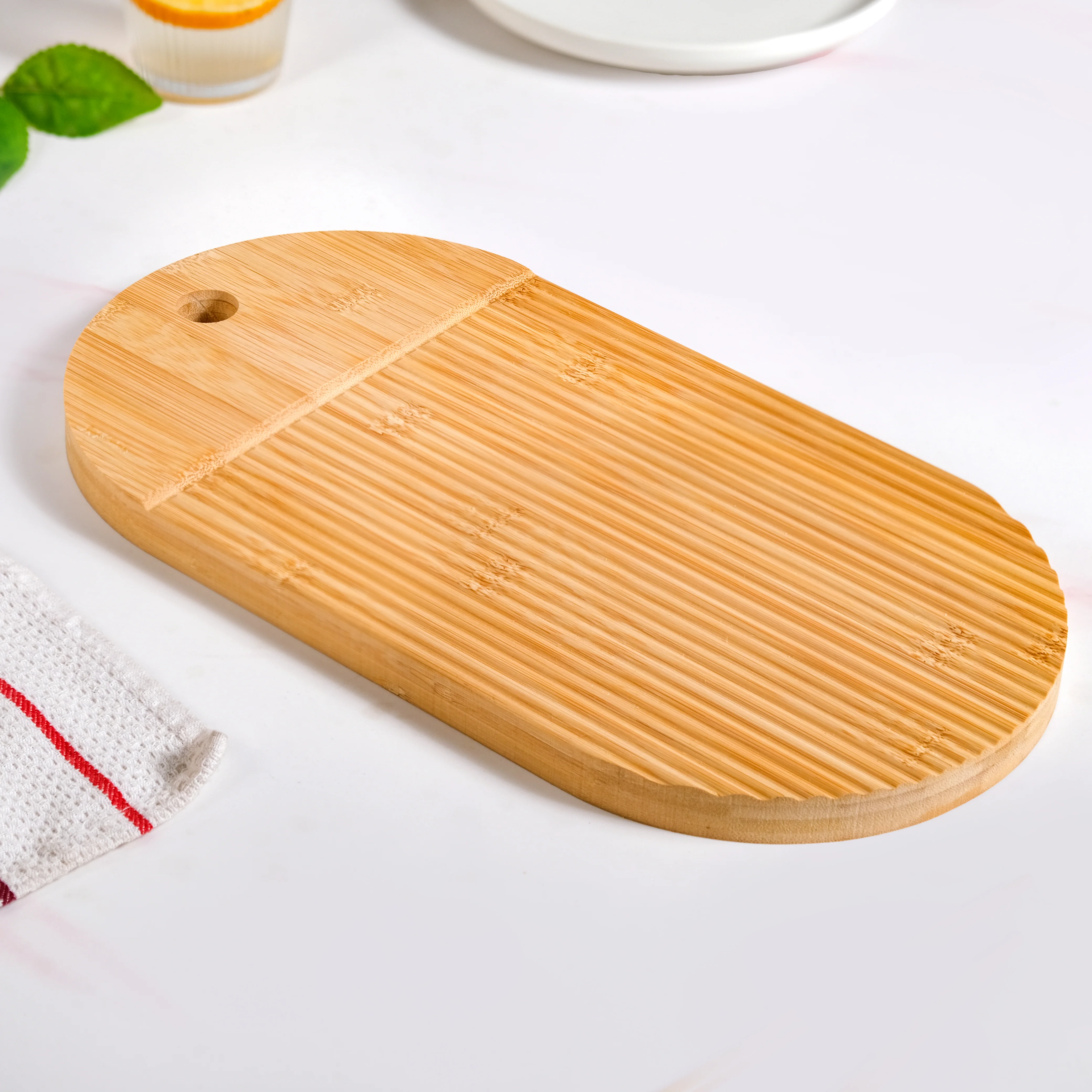 Ribbed Capsule Bamboo Zen Garden Serving Platter 15 Inch - Image 5