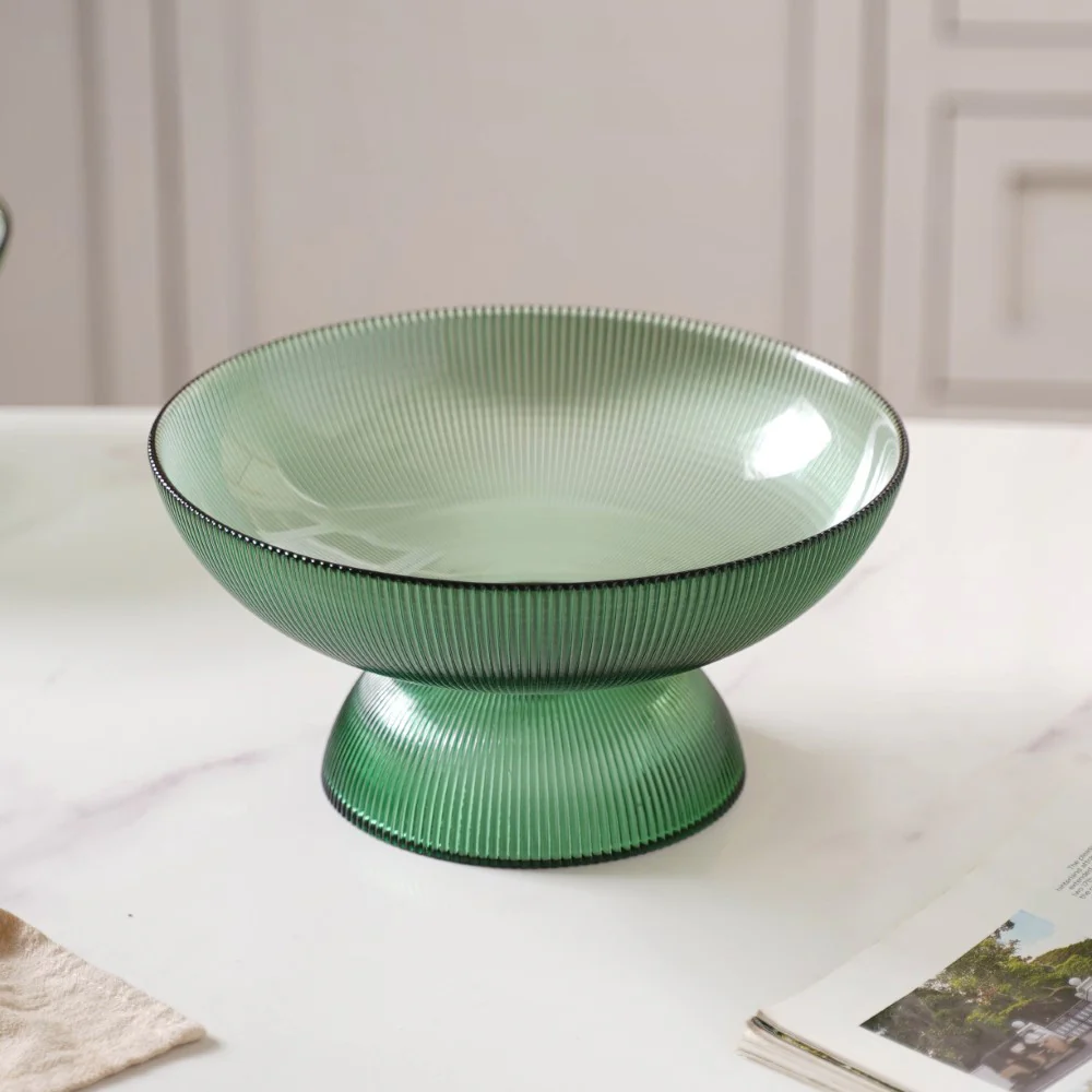 Ribbed Emerald Fruit Bowl Large