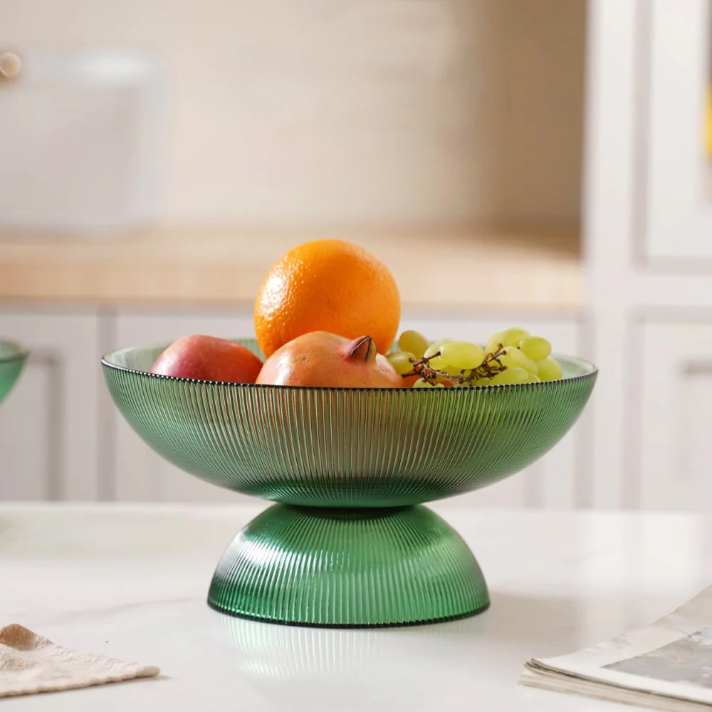 Ribbed Emerald Fruit Bowl Large - Image 3