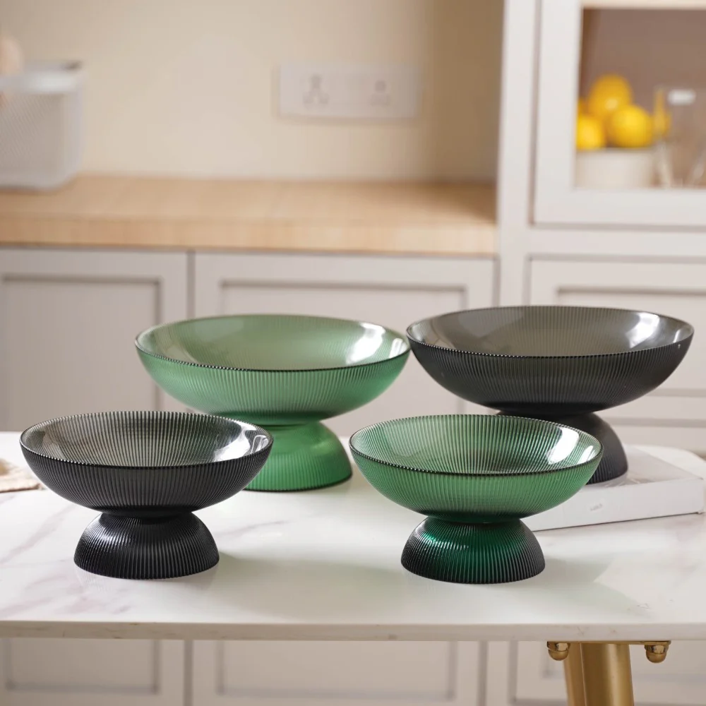 Ribbed Emerald Fruit Bowl Large - Image 6
