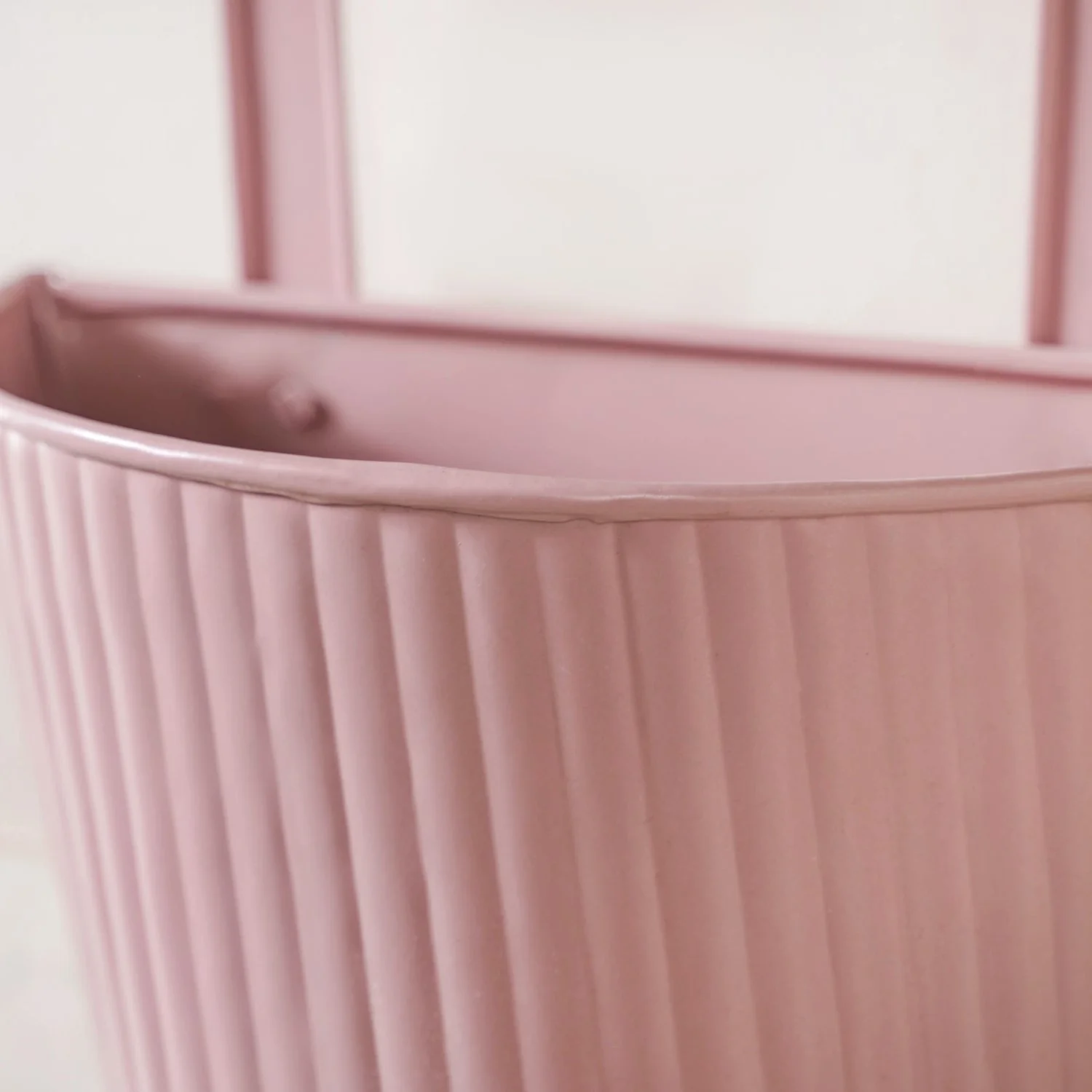 Ribbed Hanging Planter Set Of 2 Dusty Pink - Image 3