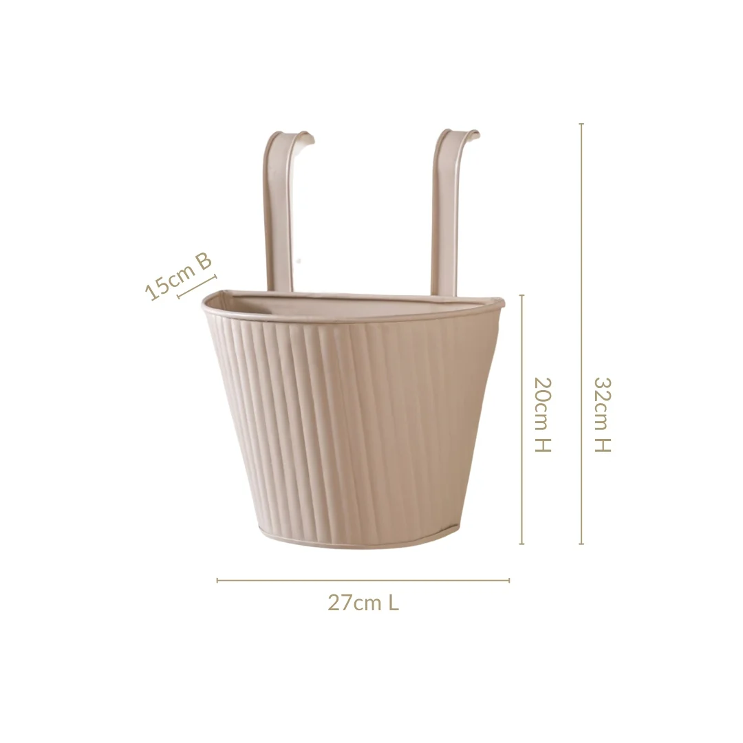 Ribbed Hanging Planter Set Of 2 Taupe - Image 3