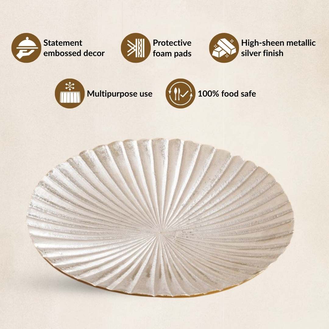 Ribbed Platter Silver 29cm - Image 3