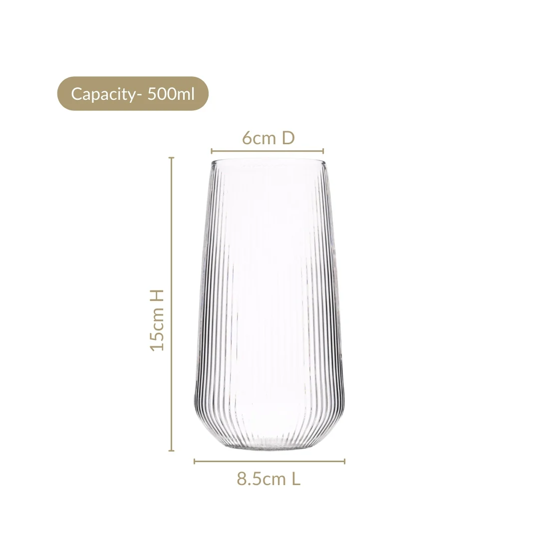 Ribbed Tall Glass Set Of 4 500ml - Image 3