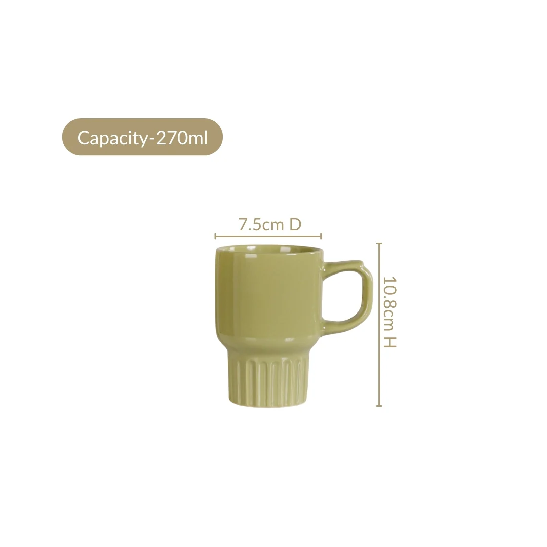 Ribelle Ceramic Stackable Mug Set Of 4 Olive Green 270ml - Image 5