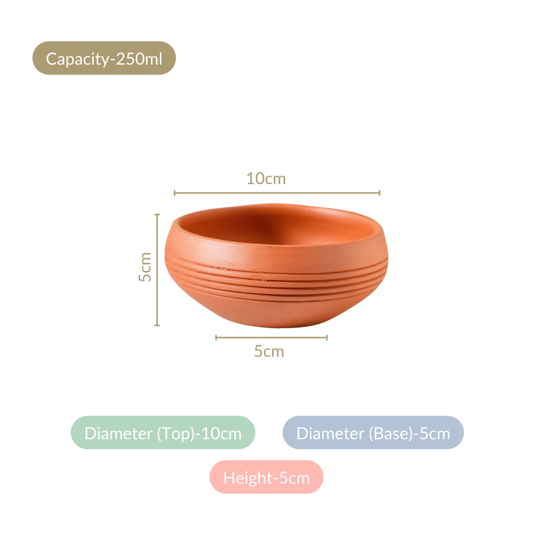 Ring Engraved Terracotta Dessert Bowls Set Of 4 250ml - Image 4