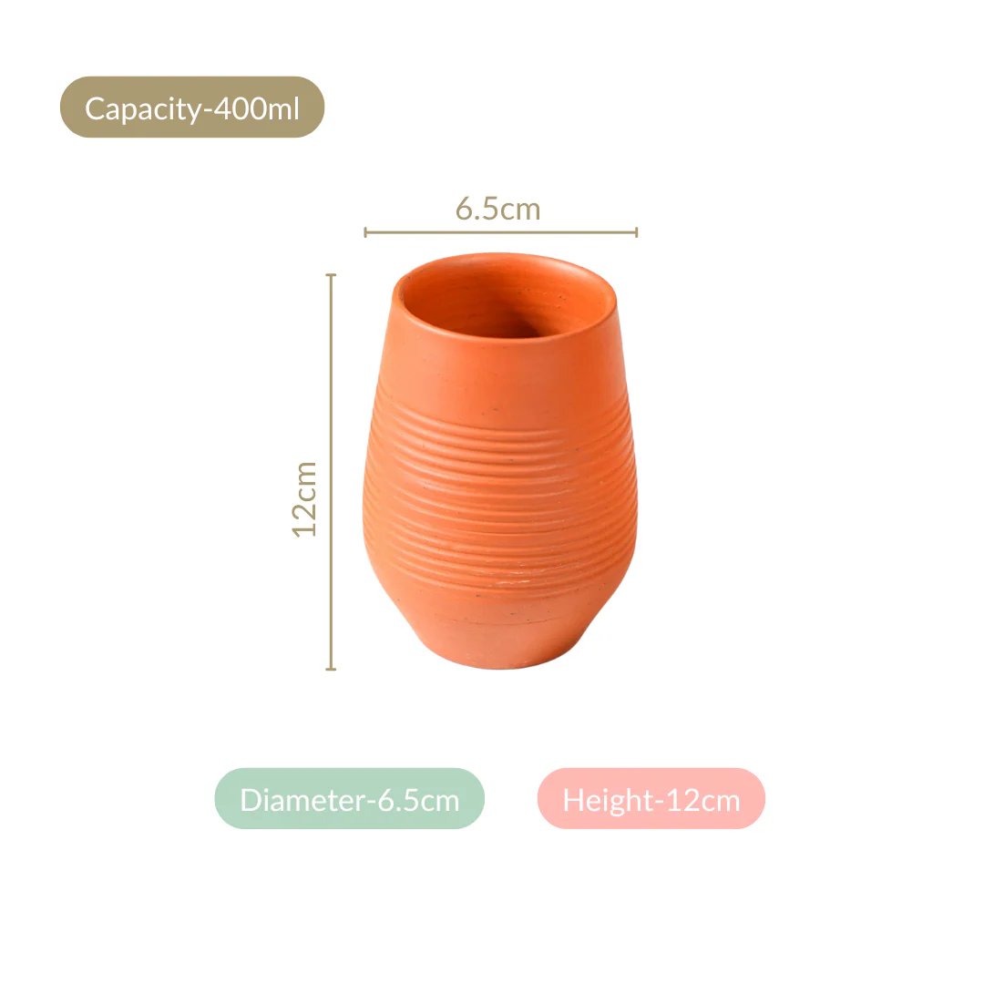 Ring Textured Terracotta Tumblers Set Of 4 400ml - Image 5