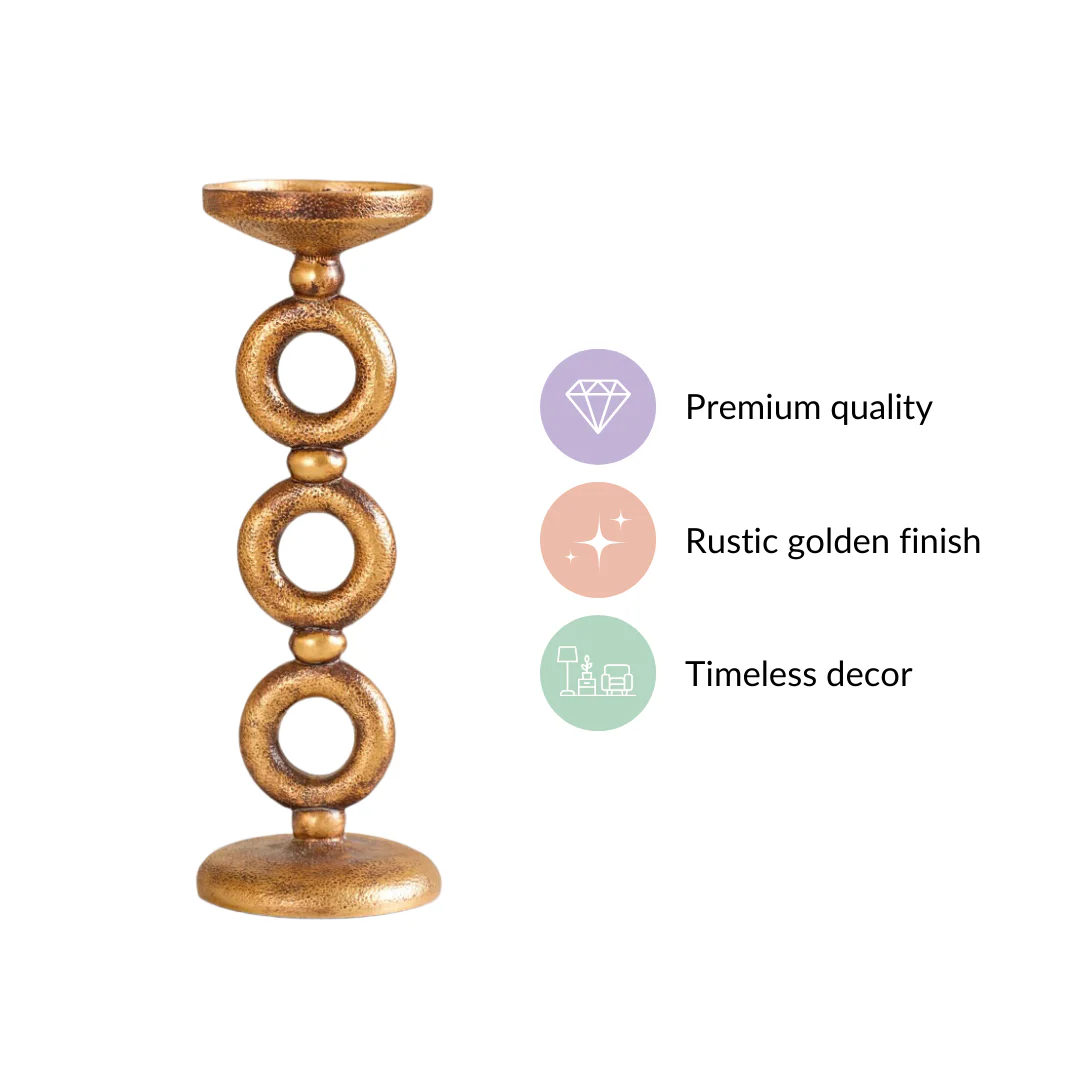 Rings Tall Candle Stand Antique Gold - Image 4
