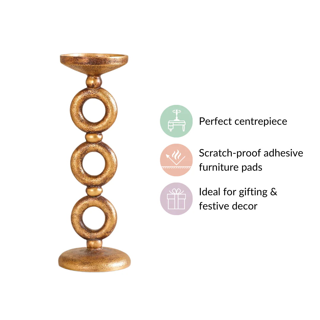 Rings Tall Candle Stand Antique Gold - Image 5
