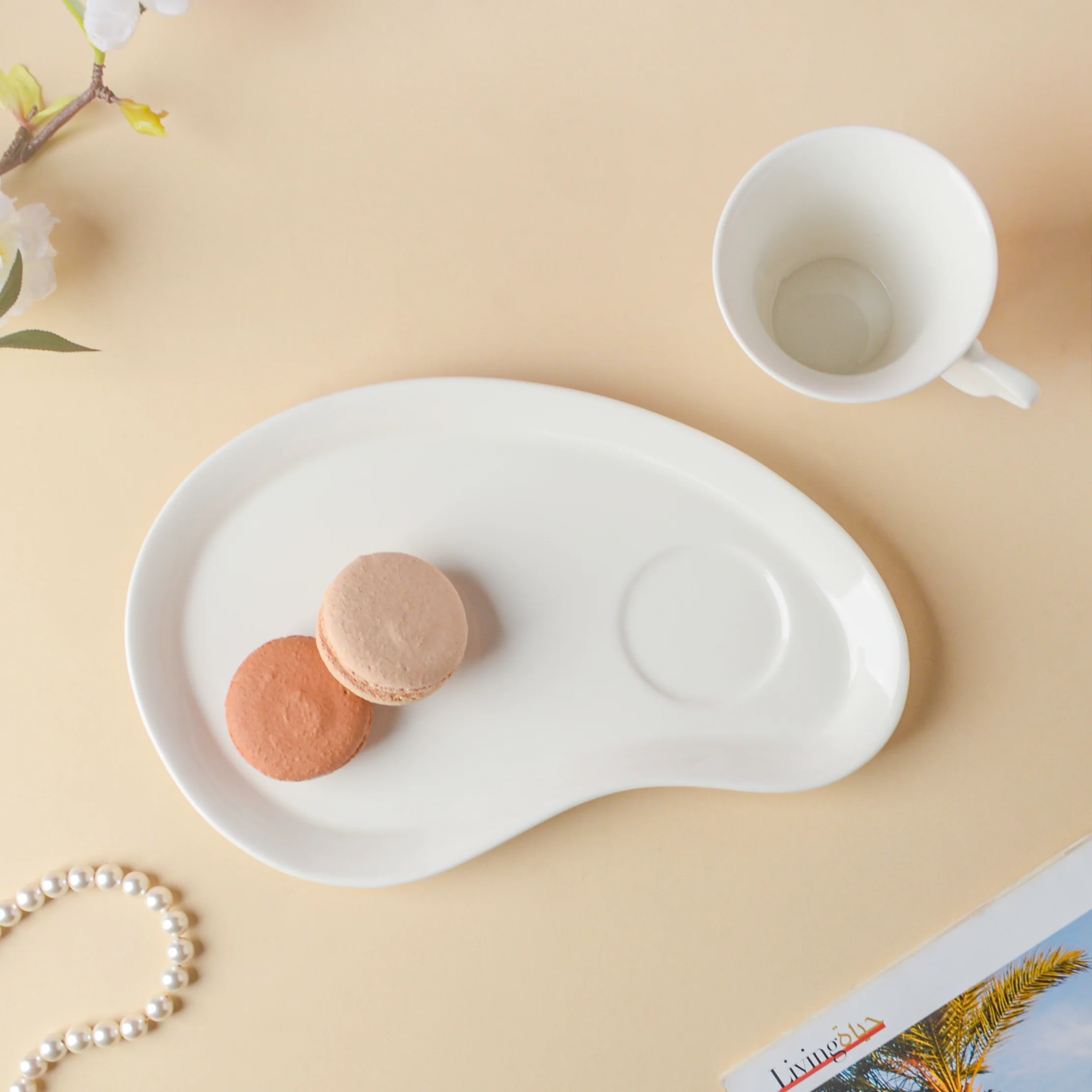 Riona Butterfly Snack Plate and Cup Set White - Image 3