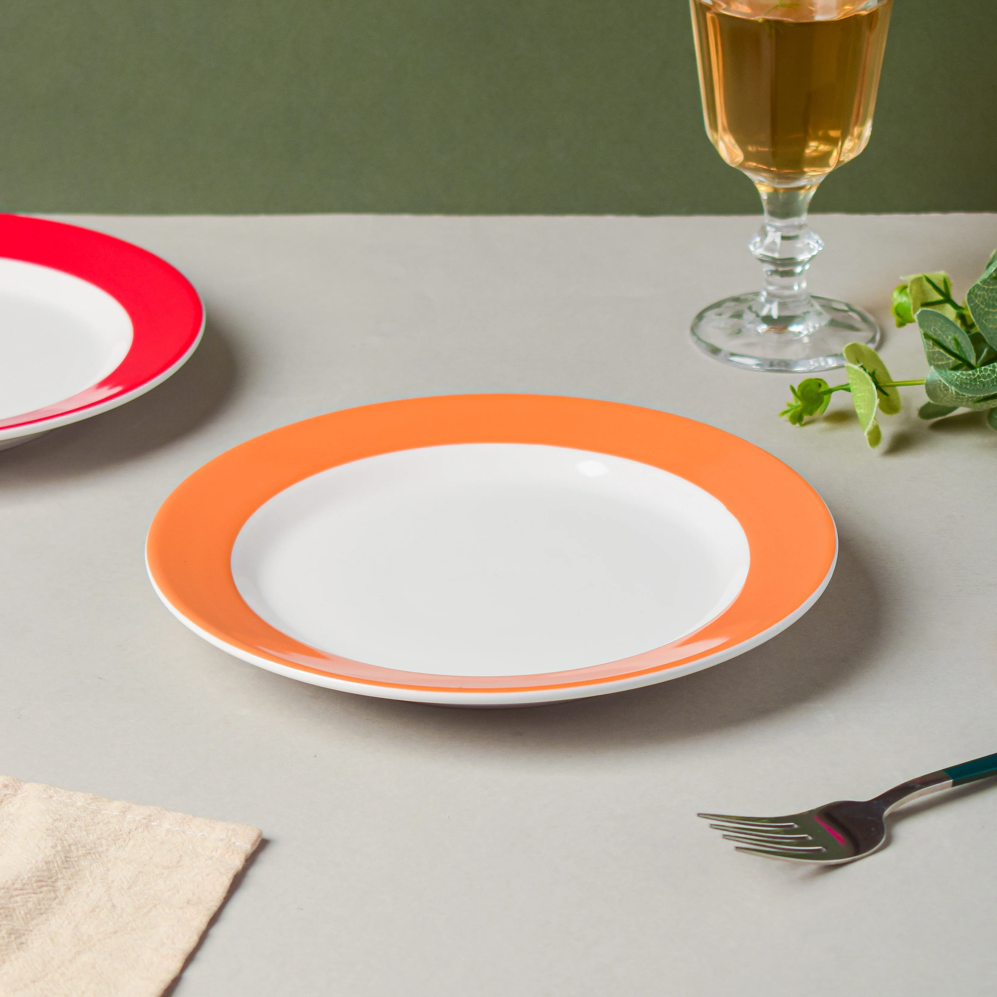 Riona Ceramic Snack Plate White Orange - Image 3