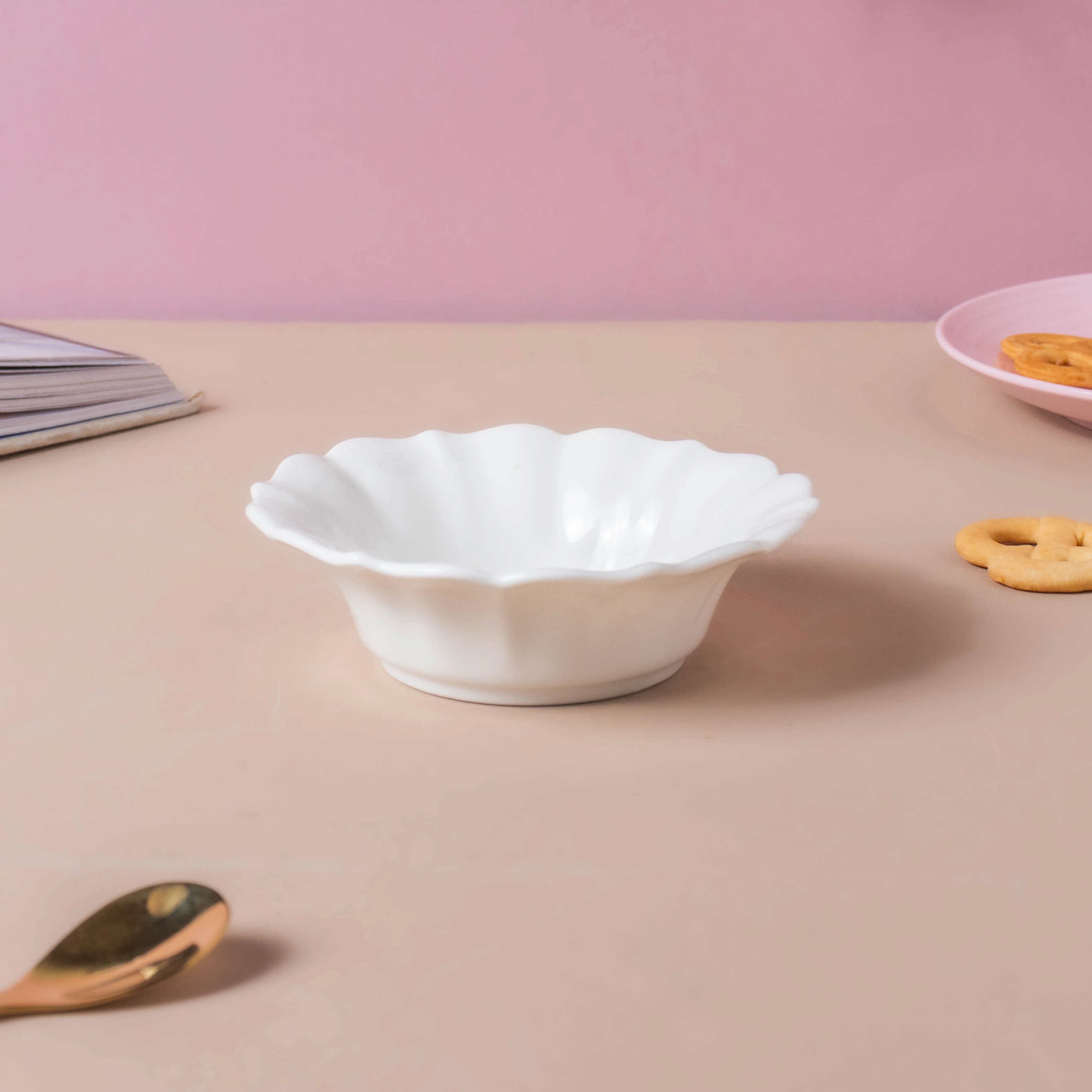 Riona Flower Ceramic Dip Bowl White - Image 5