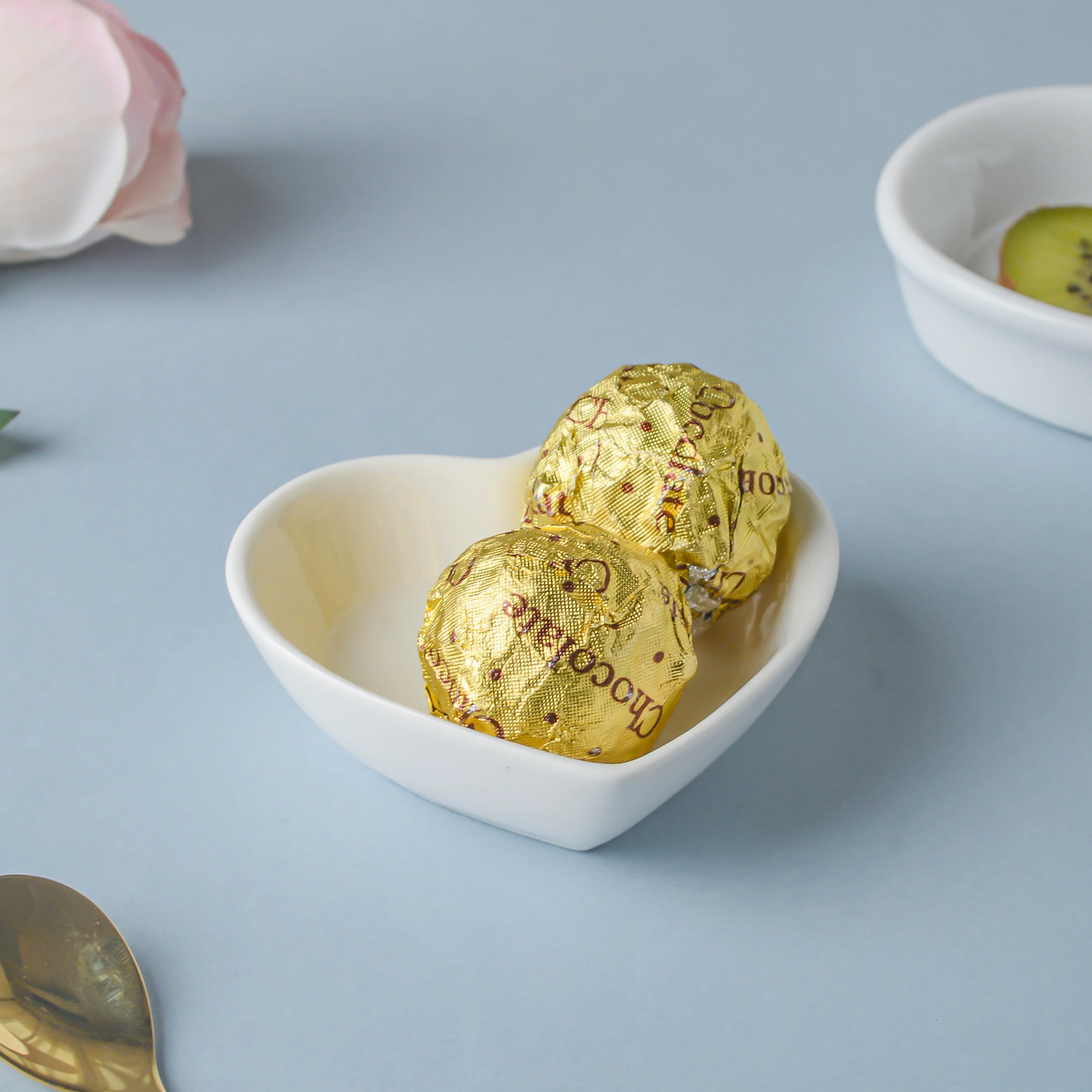 Riona Heart Ceramic Dip Bowl White - Image 4