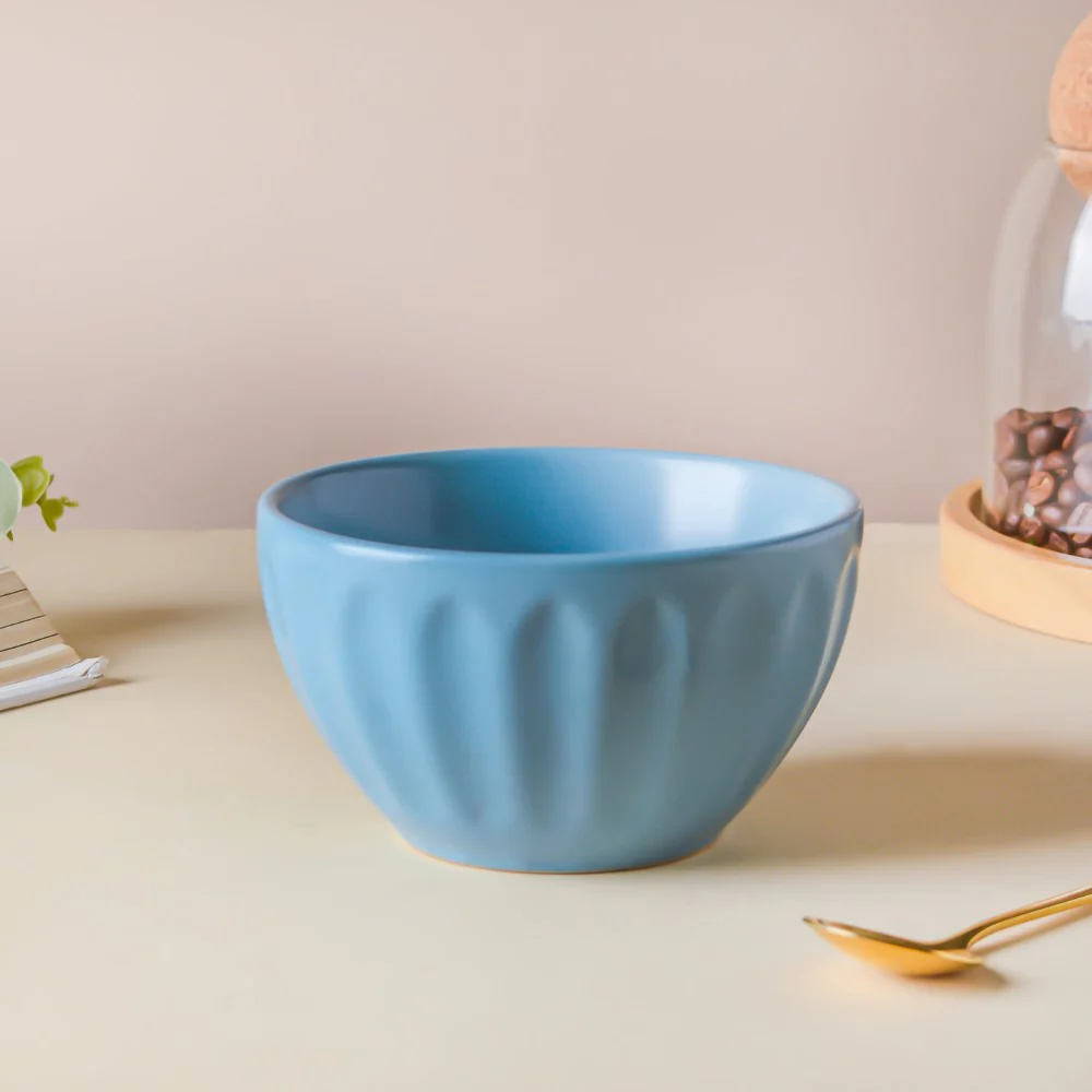 Riona Textured Ceramic Side Bowl Blue 200 ml - Image 4