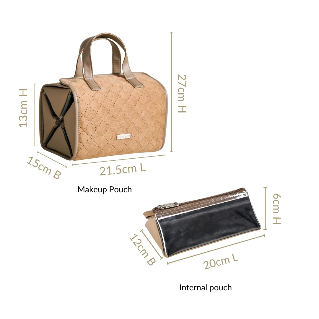 Roll Up Beige Vanity Makeup Pouch - Image 4