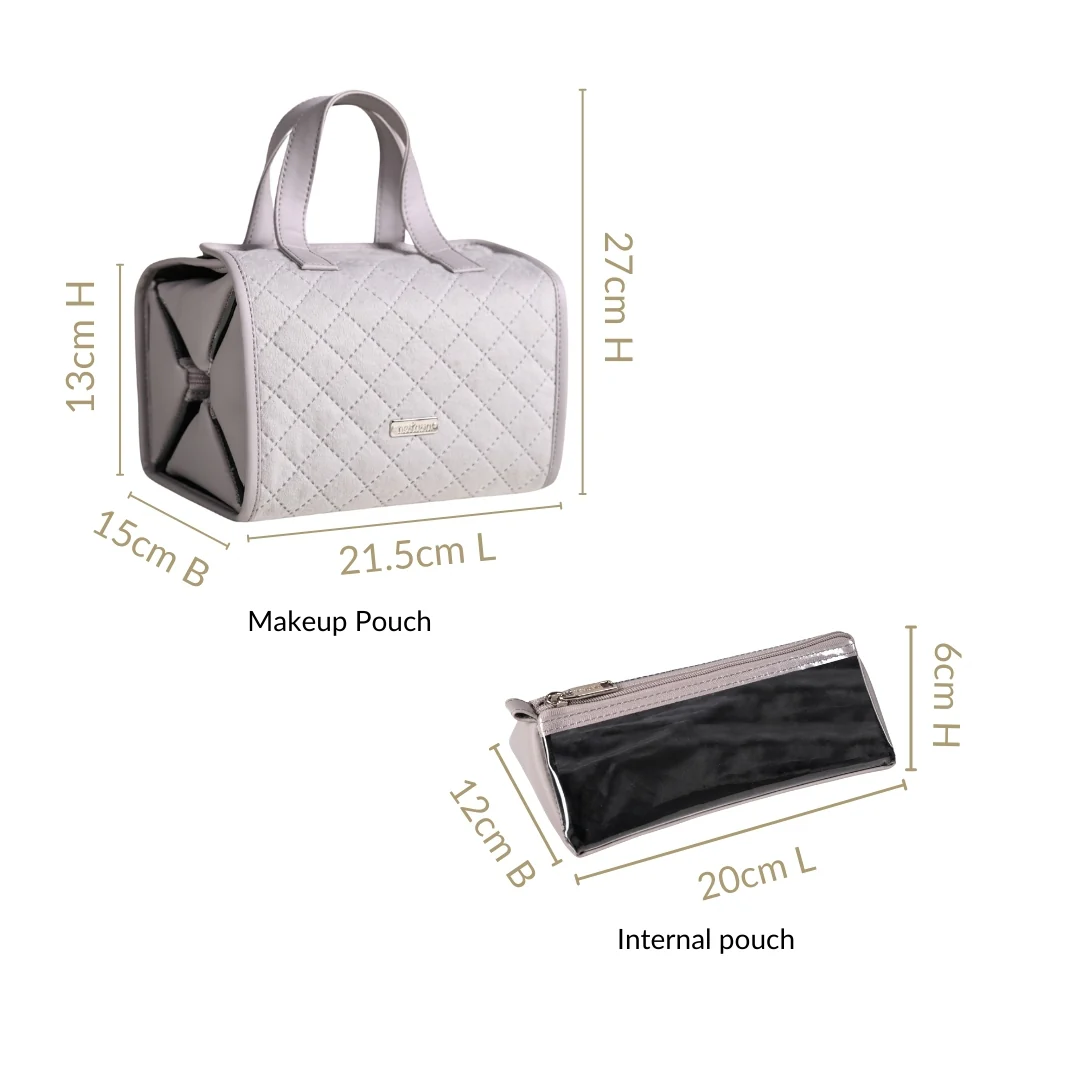 Roll Up Grey Vanity Makeup Pouch - Image 4