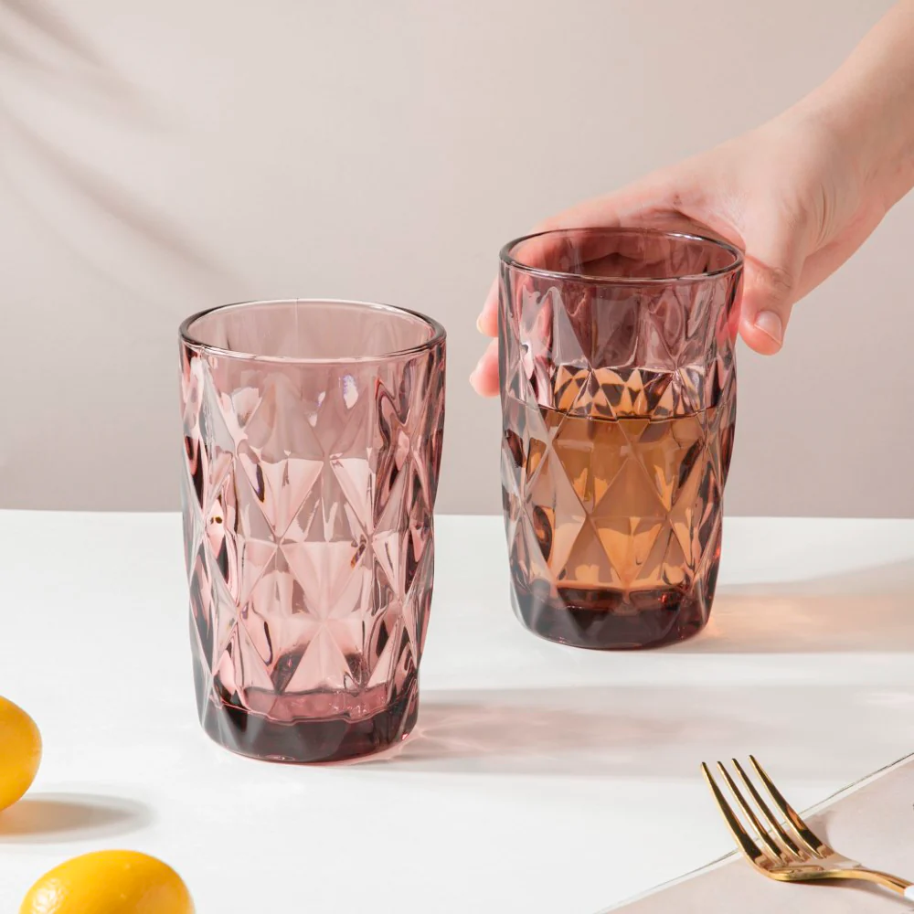 Rose Crystal Tumbler Mauve Large Set Of 6 350 ml - Image 2