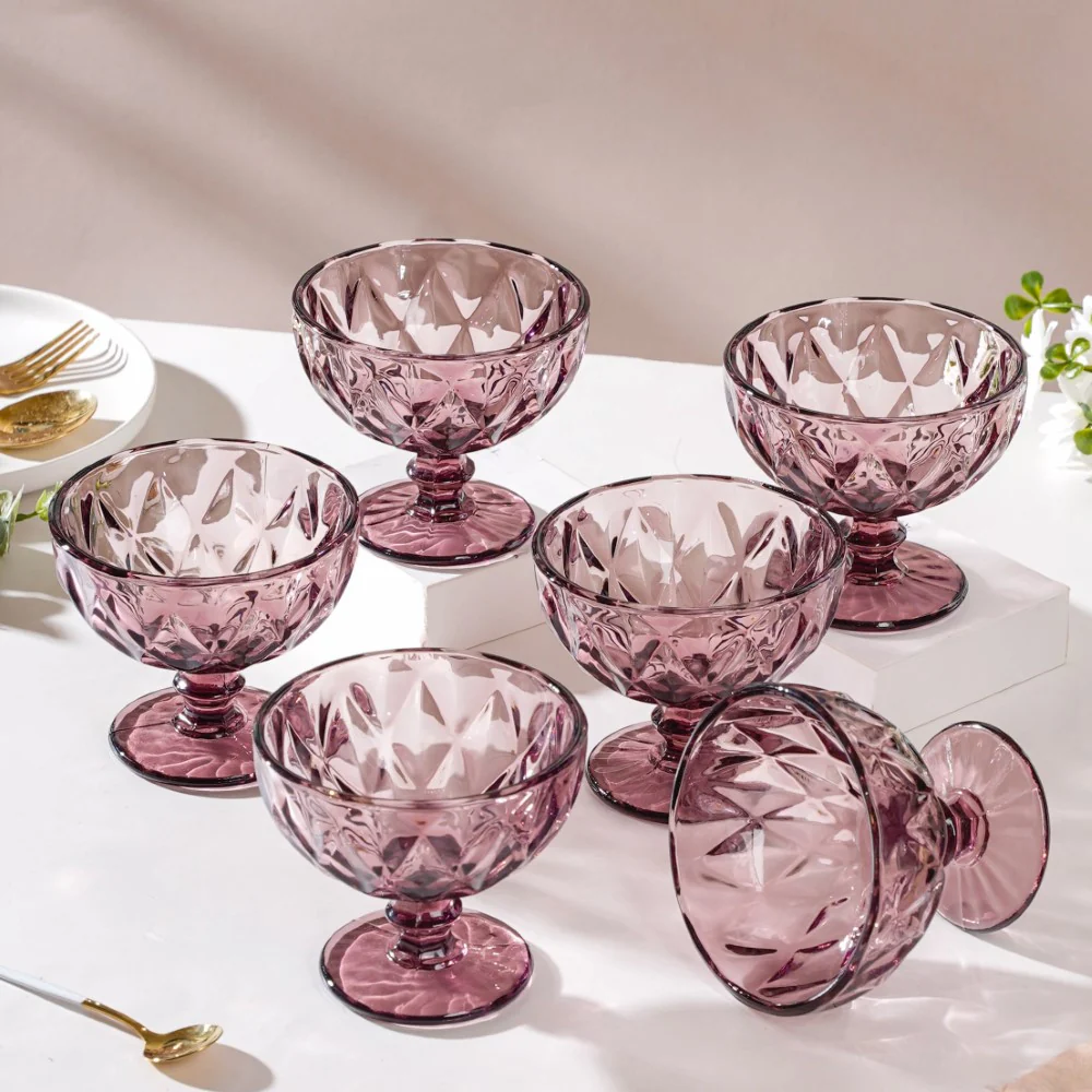 Rose Dessert Serving Glass Mauve Set Of 6 300 ml - Image 5