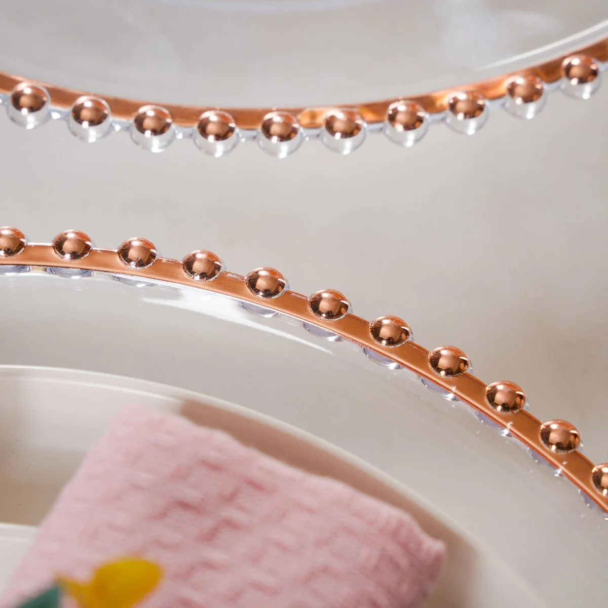 Rose Gold Beads Charger Plate Set Of 6 Transparent 12 Inch - Image 10