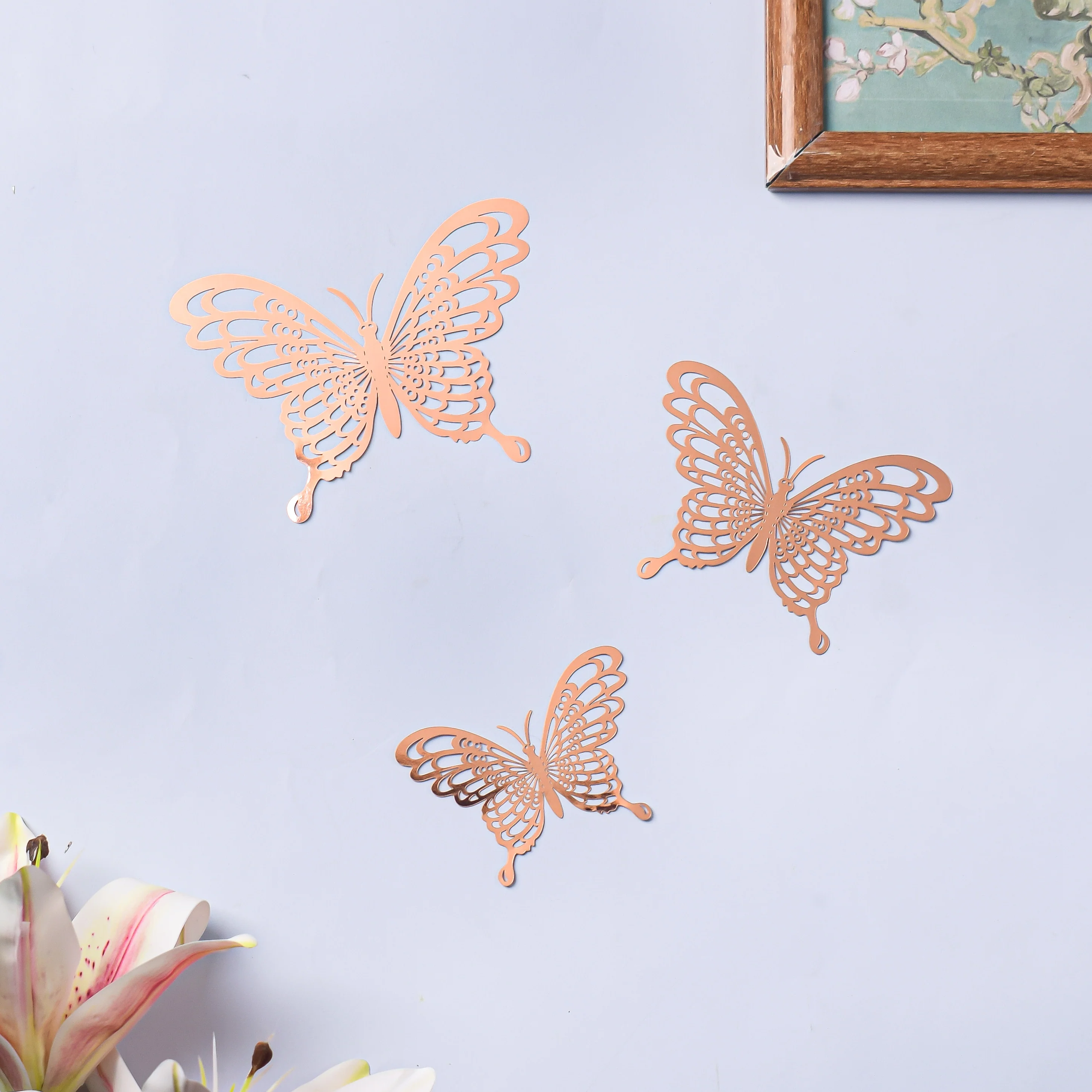 Rose Gold Butterfly 3D Wall Stickers Set Of 36 - Image 8