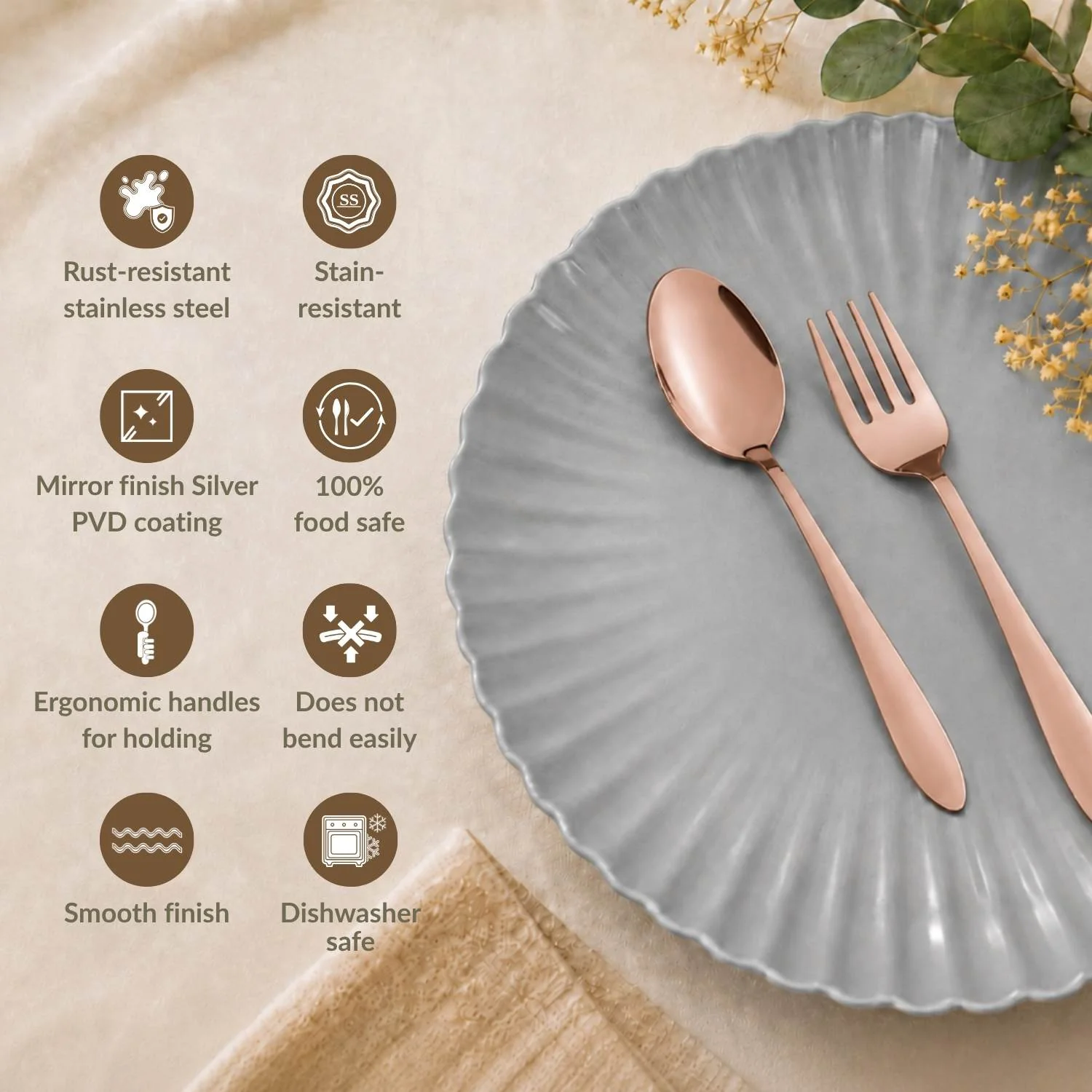 Rose Gold PVD Coated Cutlery Set Of 12 - Image 3