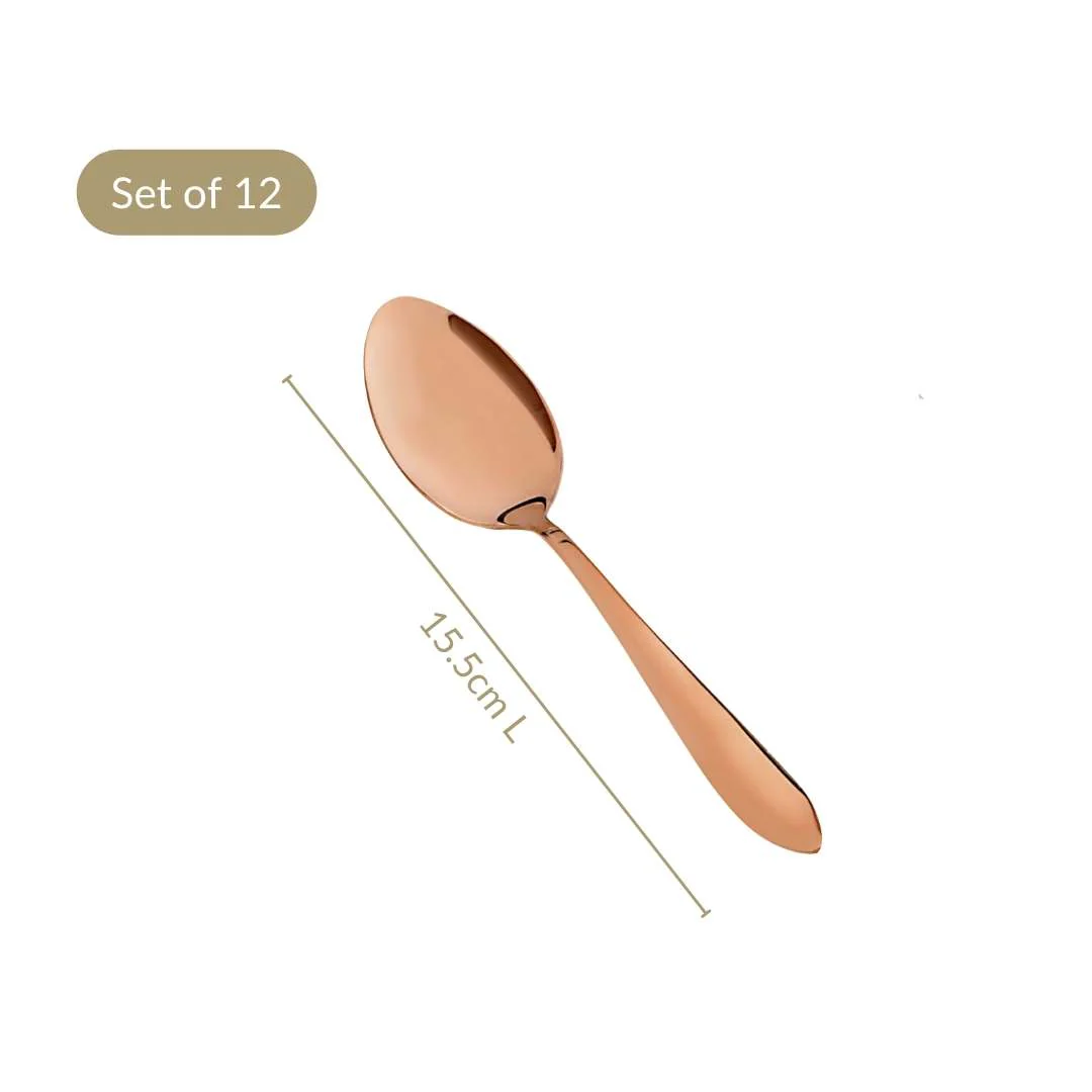 Rose Gold PVD Coated Spoon Set Of 12 - Image 4
