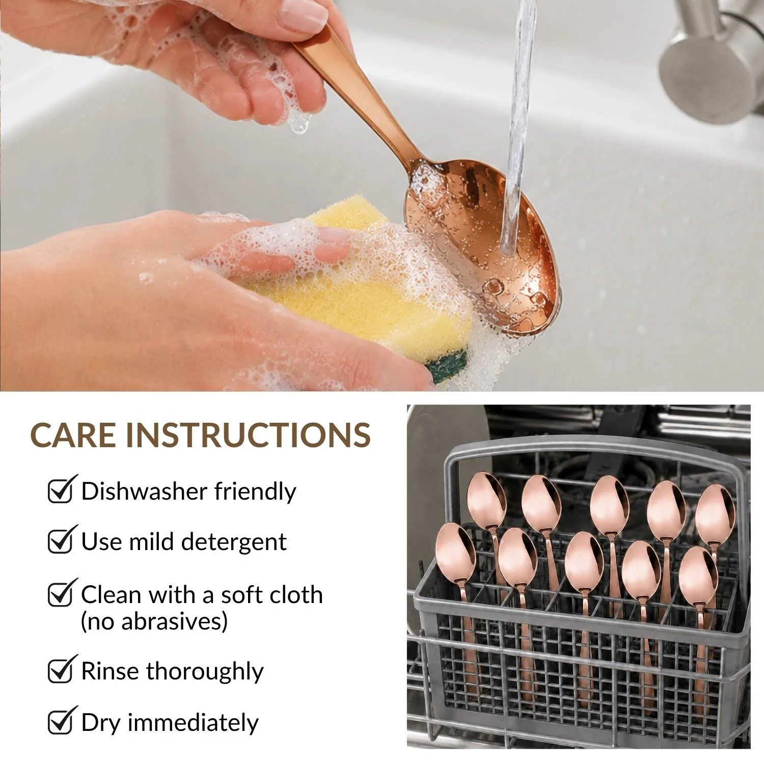 Rose Gold PVD Coated Spoon Set Of 12 - Image 9