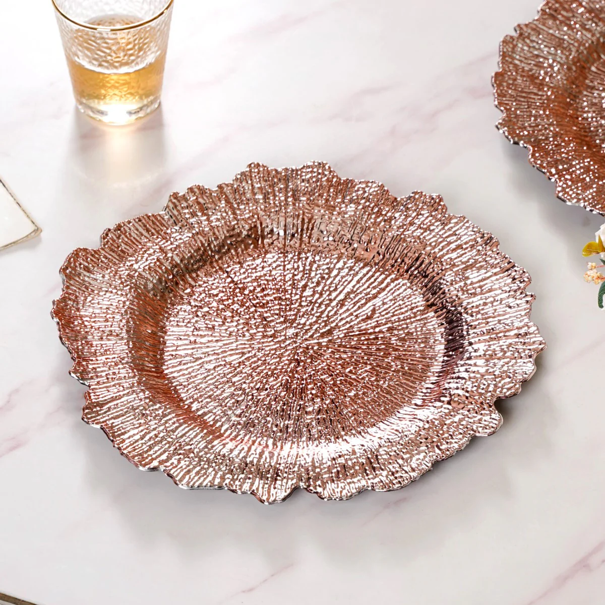 Rose Gold Reef Design Charger Plate Set Of 6 12 Inch - Image 10