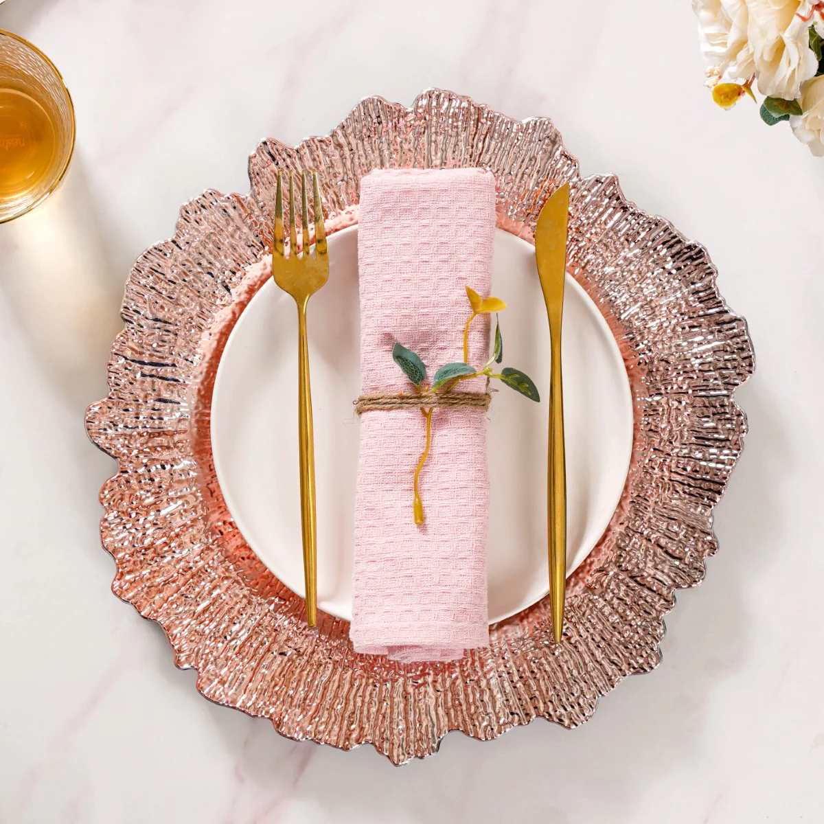 Rose Gold Reef Design Charger Plate Set Of 6 12 Inch - Image 7