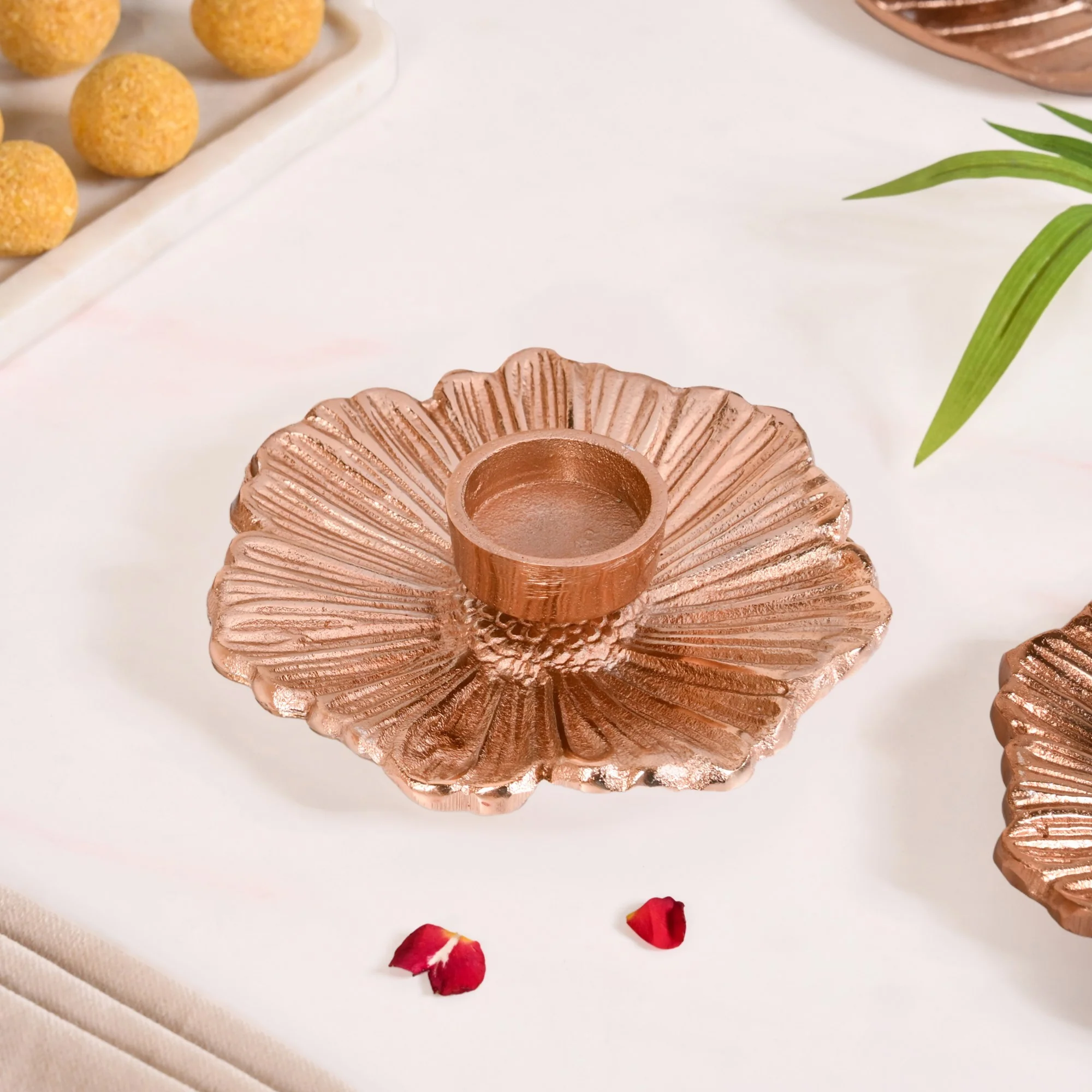 Rose Gold Tealight Candle Holder Set Of 2 In Festive Gift Box - Image 6