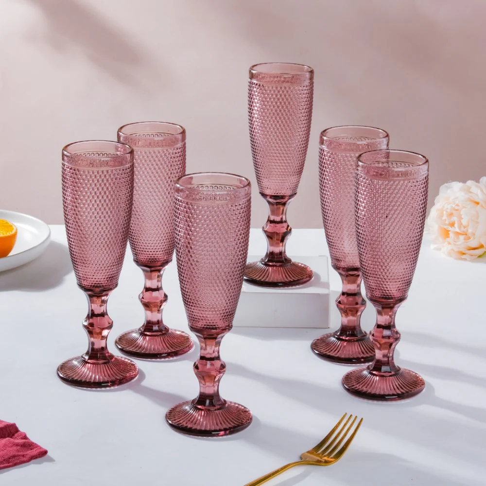Rose Mimosa Glass Mauve Set Of 6 150 ml - Image 3